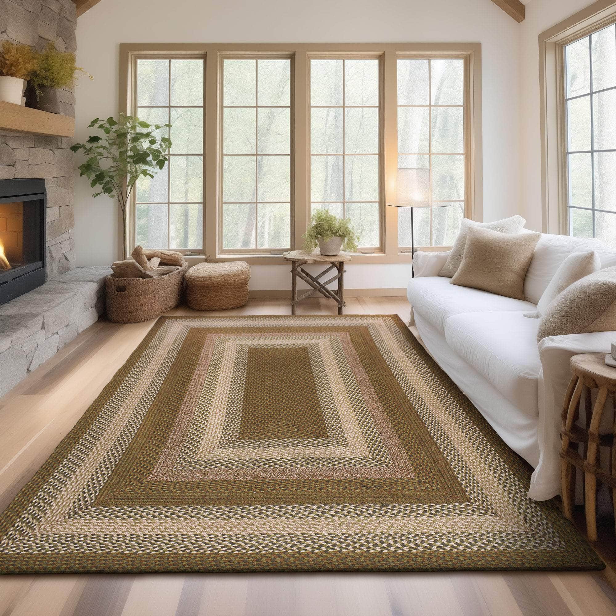 Green Rustic Farmhouse Jute Rug