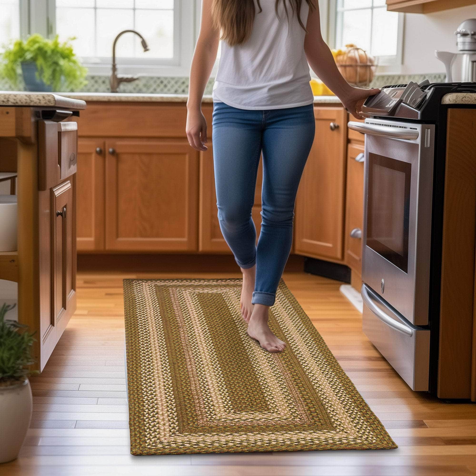 Green Rustic Farmhouse Jute Rug