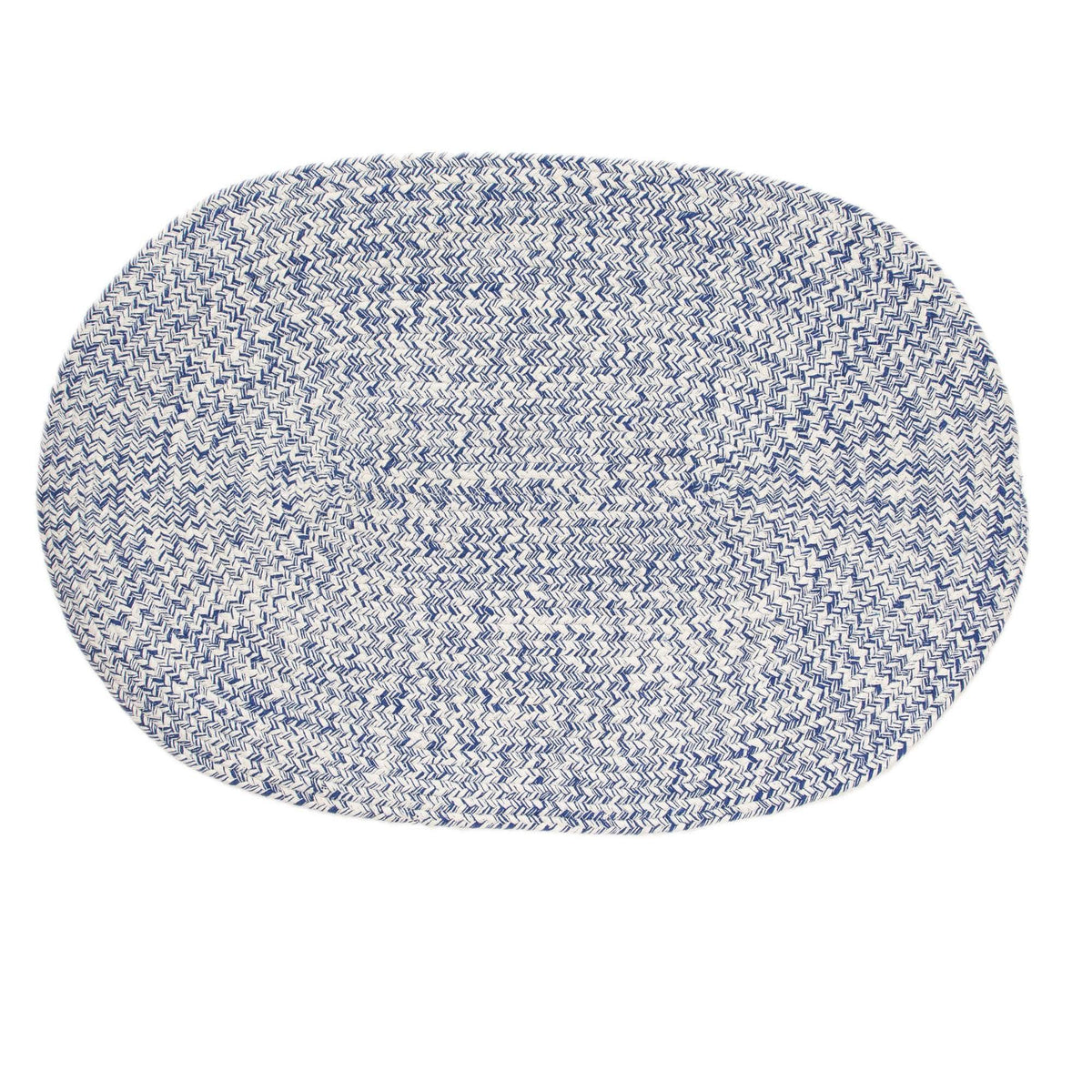Blue Hand Spun Cotton Braided Rug Reversible Farmhouse Kitchen Rug