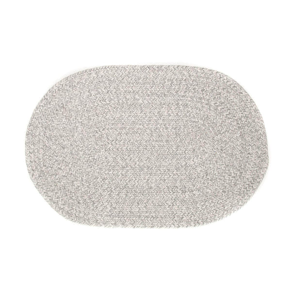 Light Gray & White Braided Rug Farmhouse Clearance