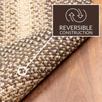Brown Braided Rug for Farmhouse Kitchens, Living Rooms & Interior Spaces - Made in USA - Premium Quality