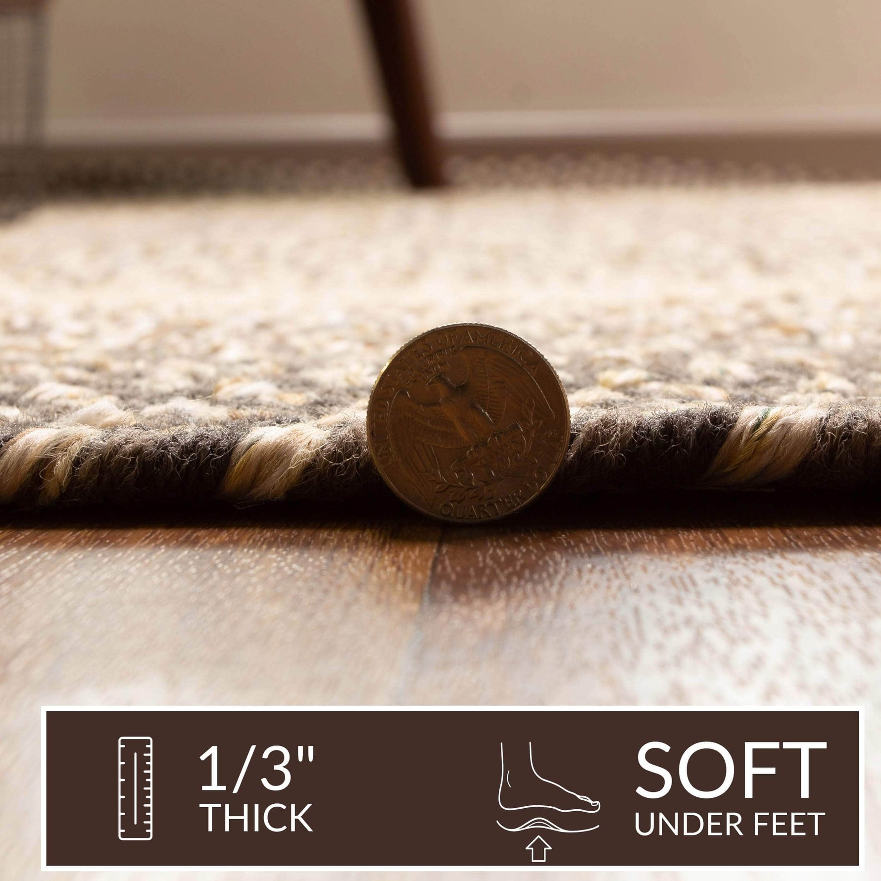 Brown Braided Rug for Farmhouse Kitchens, Living Rooms & Interior Spaces - Made in USA - Premium Quality