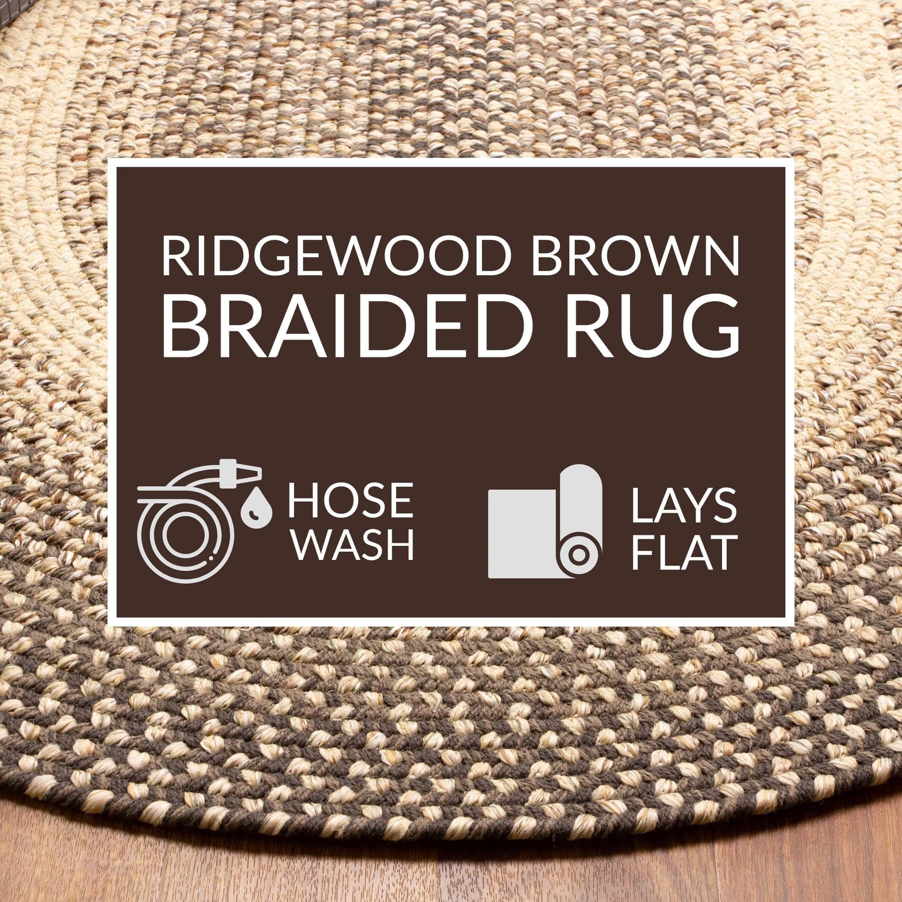 Brown Braided Rug for Farmhouse Kitchens, Living Rooms & Interior Spaces - Made in USA - Premium Quality