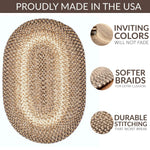 Brown Braided Rug for Farmhouse Kitchens, Living Rooms & Interior Spaces - Made in USA - Premium Quality