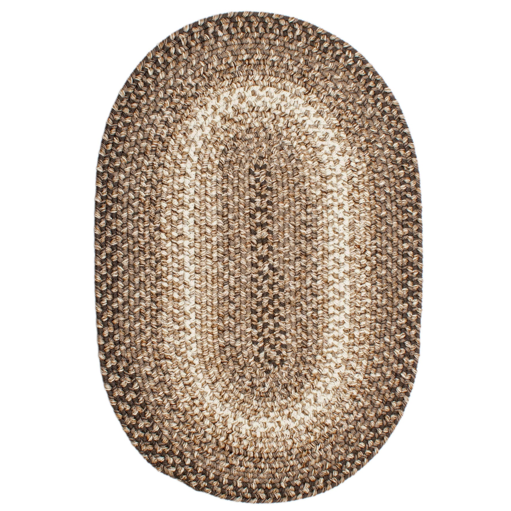 Brown Braided Rug for Farmhouse Kitchens, Living Rooms & Interior Spaces - Made in USA - Premium Quality