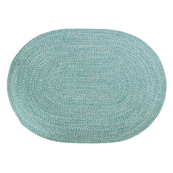 Light Green & White Braided Rug Farmhouse Clearance