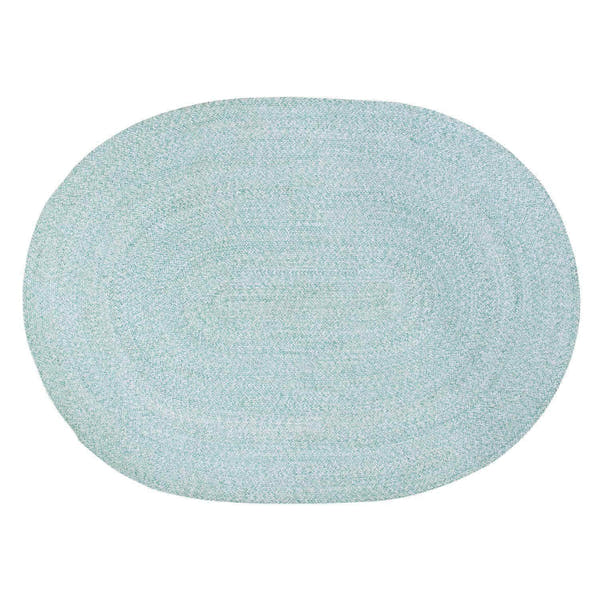 Turquoise & White Braided Rug Farmhouse Clearance