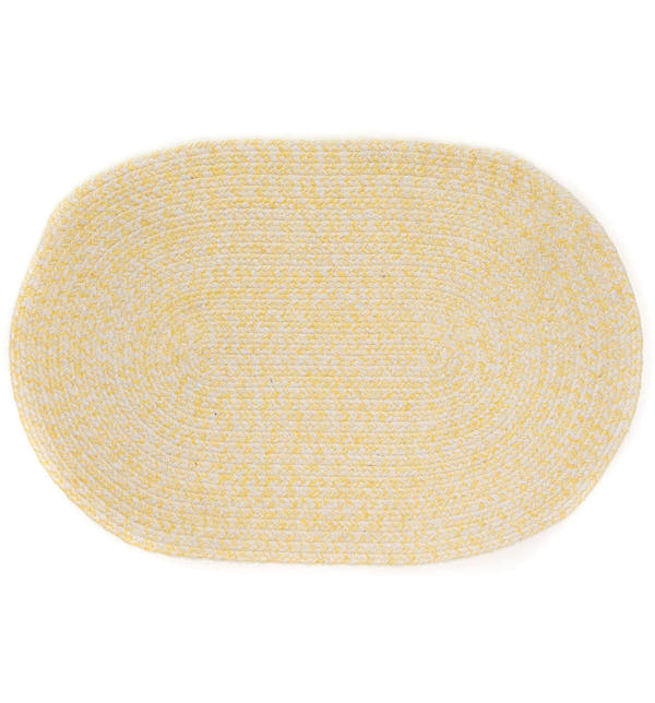 Yellow & White Braided Rug Farmhouse Clearance