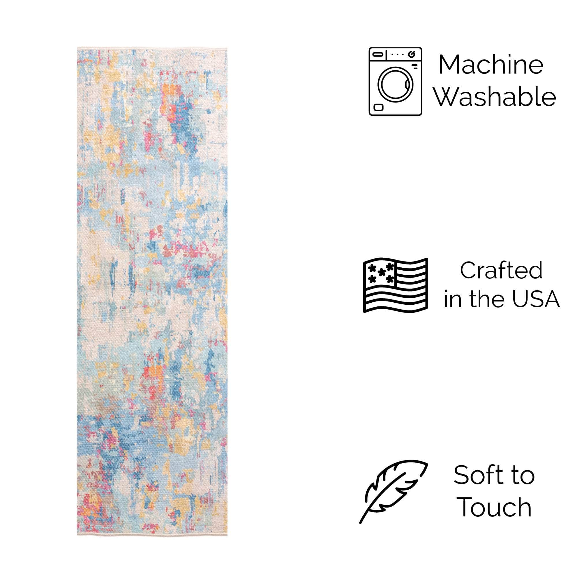 Machine Washable Rug LAN01E Multi Color SAR-Lancaster #color_multi color