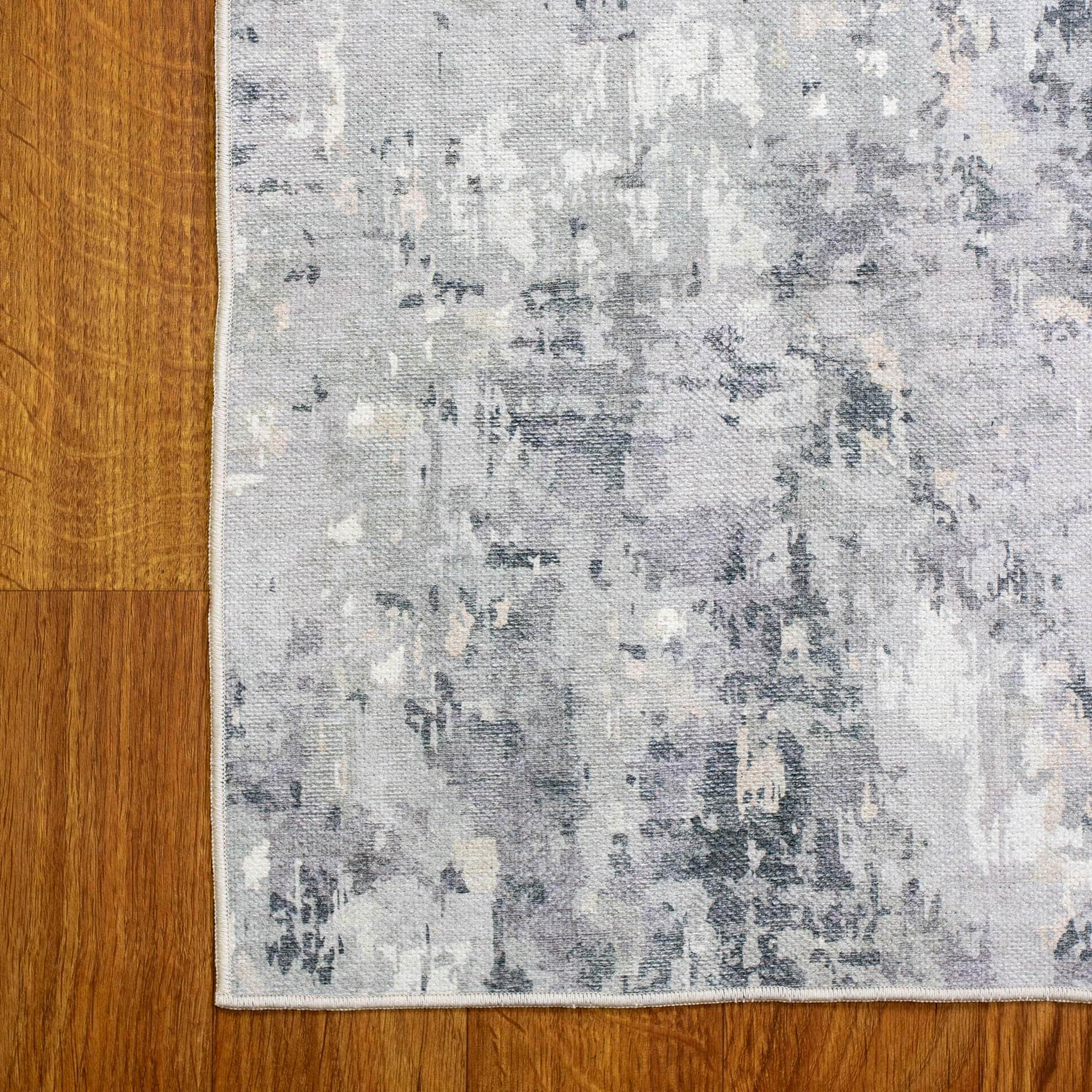Machine Washable Rug LAN01D Charcoal / Gray SAR-Lancaster #color_charcoal / gray