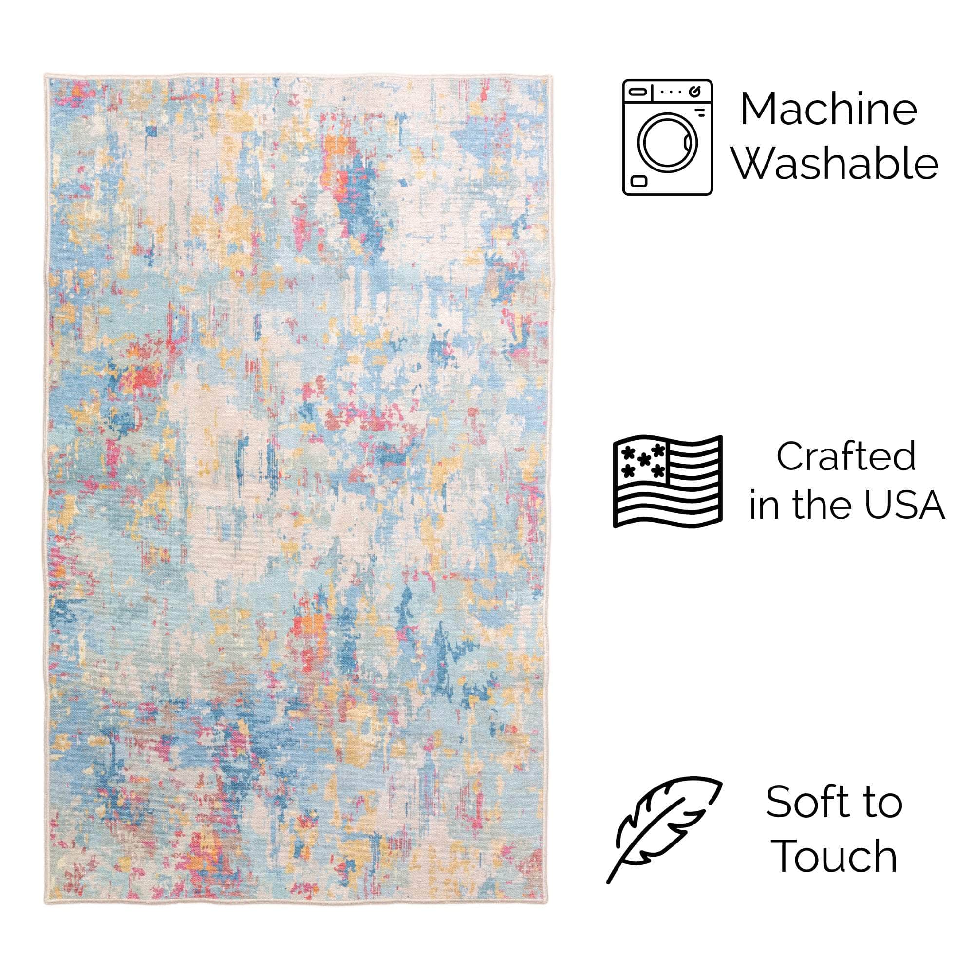 Machine Washable Rug LAN01E Multi Color SAR-Lancaster #color_multi color