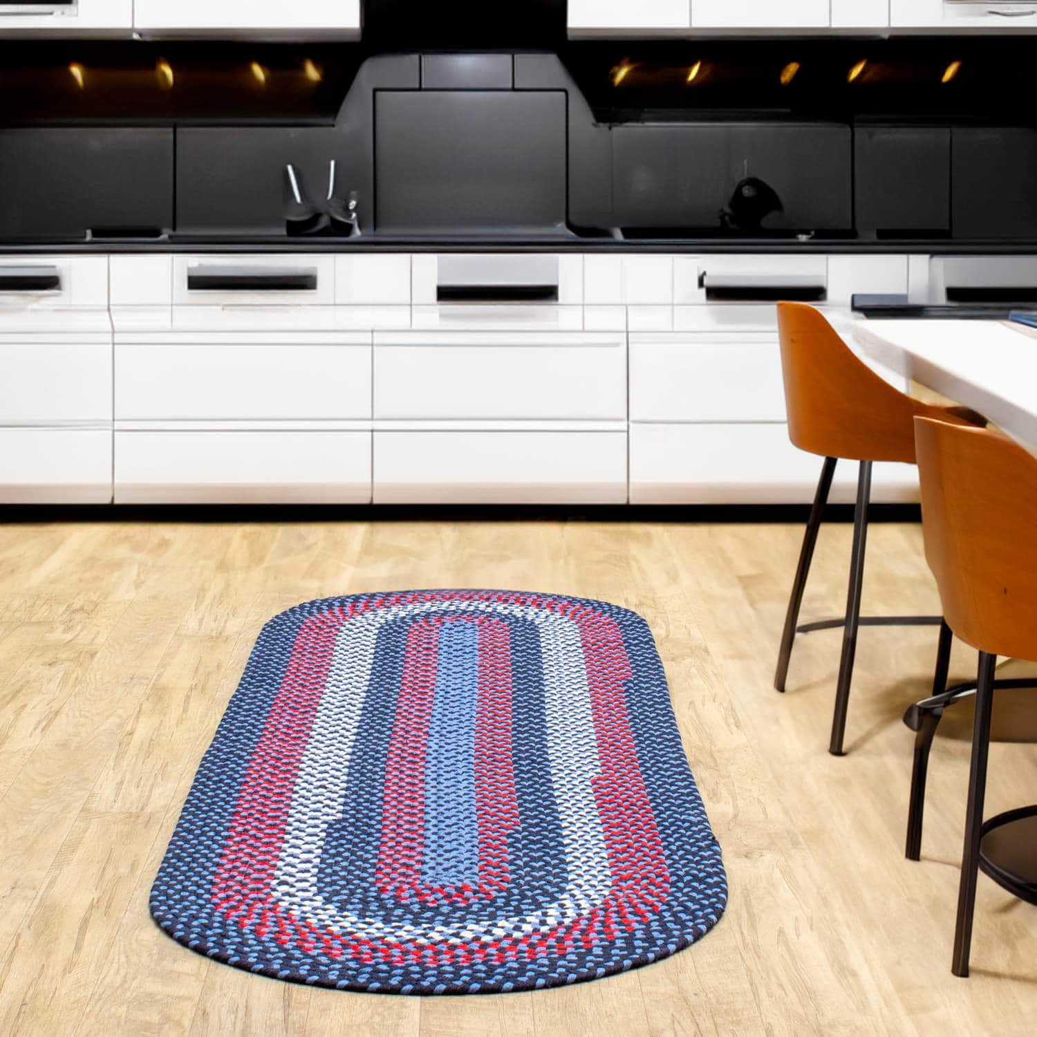 Handmade Braided Rug Blue Cotton Rug #color_blue