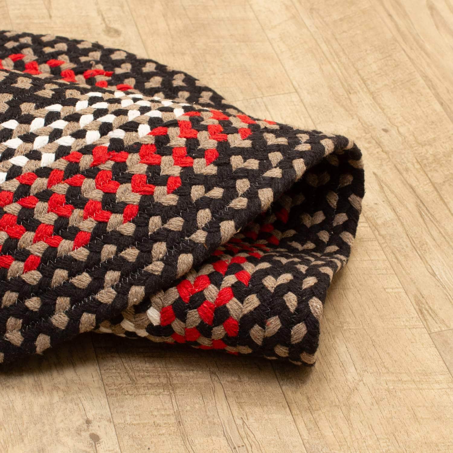 Handmade Braided Rug Black Cotton Rug #color_black