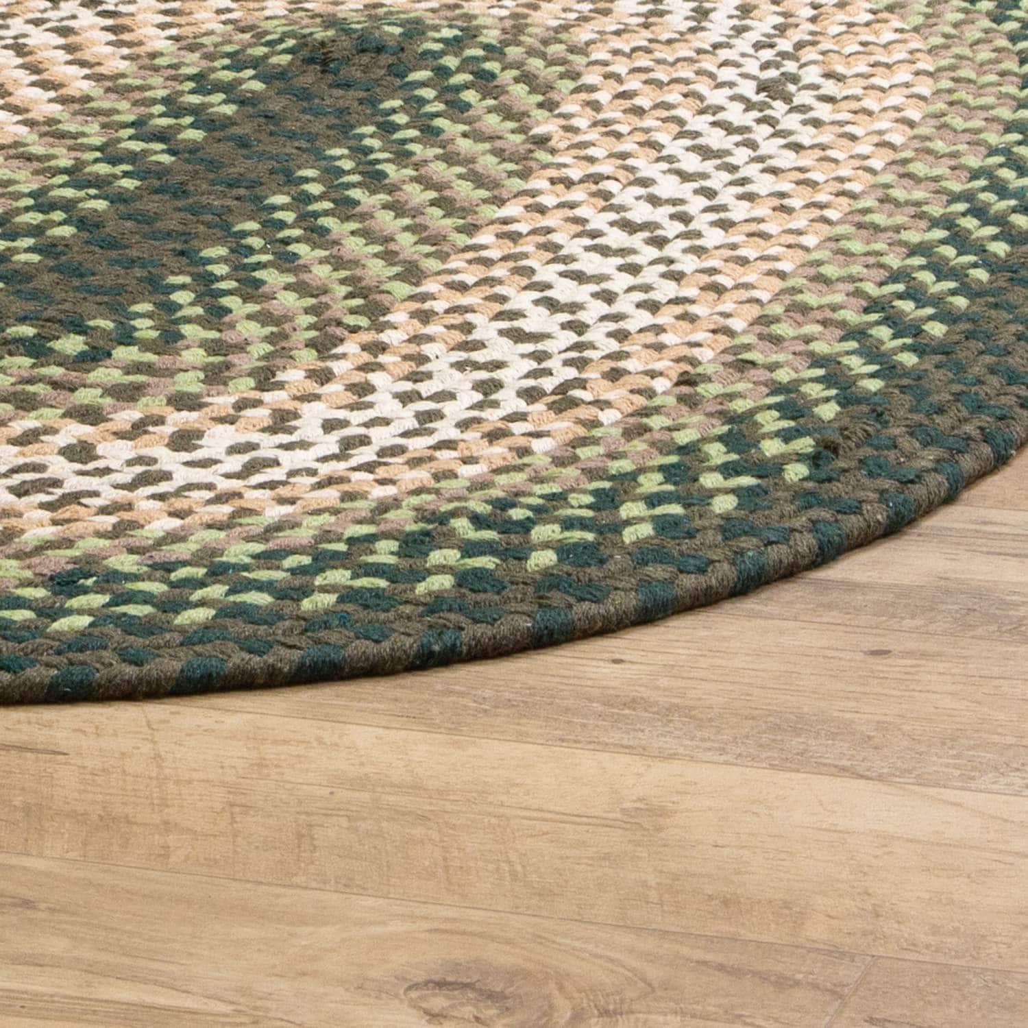 Handmade Braided Rug Green Cotton Rug #color_green