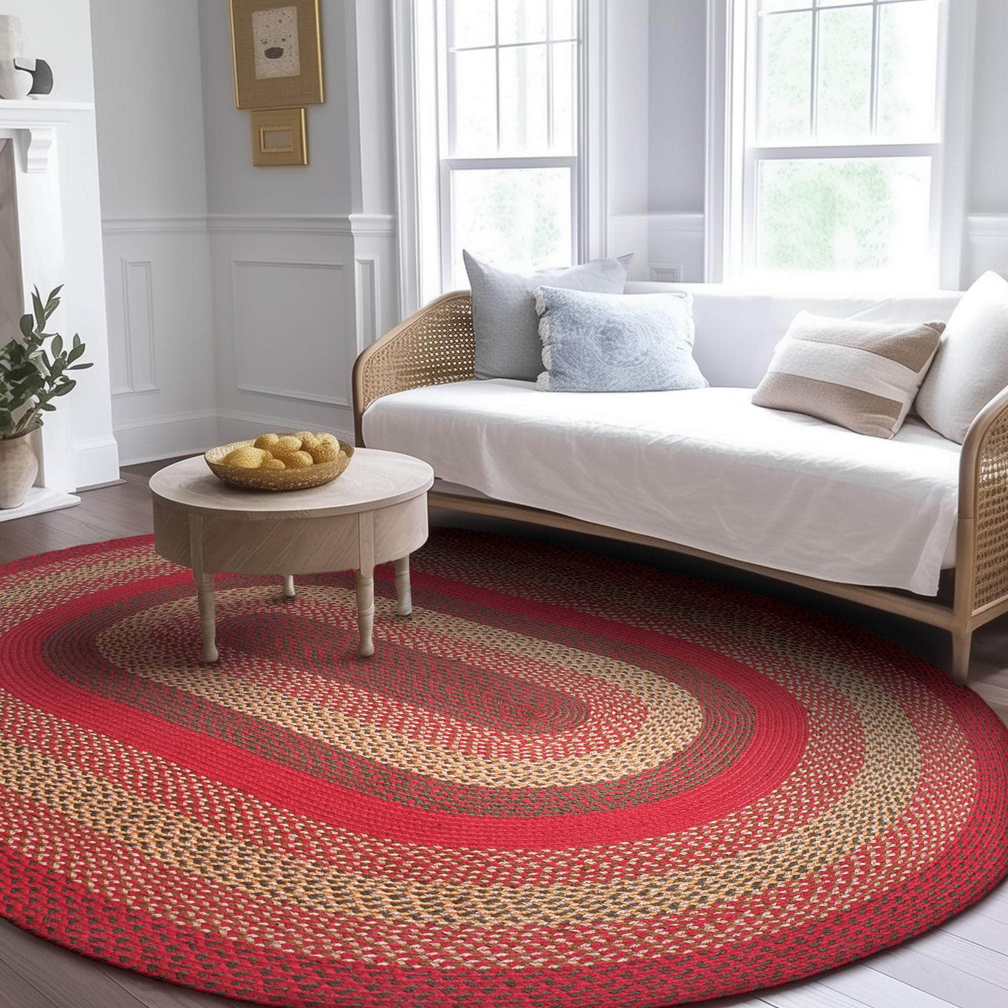Red Rustic Farmhouse Jute Rug