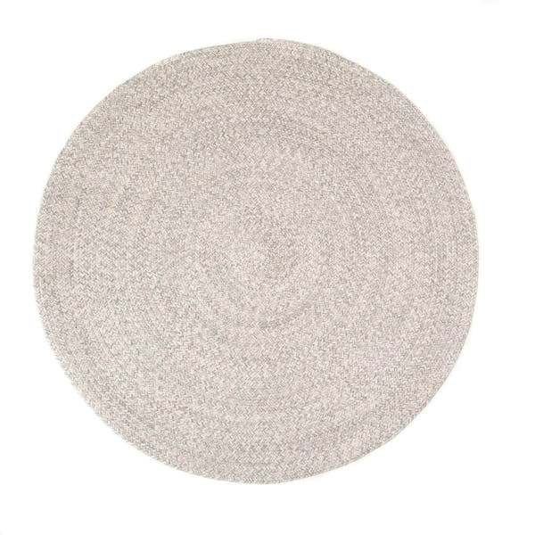 Light Gray & White Braided Rug Farmhouse Clearance