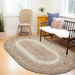 Taupe/Neutral Braided Rug for Farmhouse Kitchens, Living Rooms & Interior Spaces - Made in USA - Premium Quality