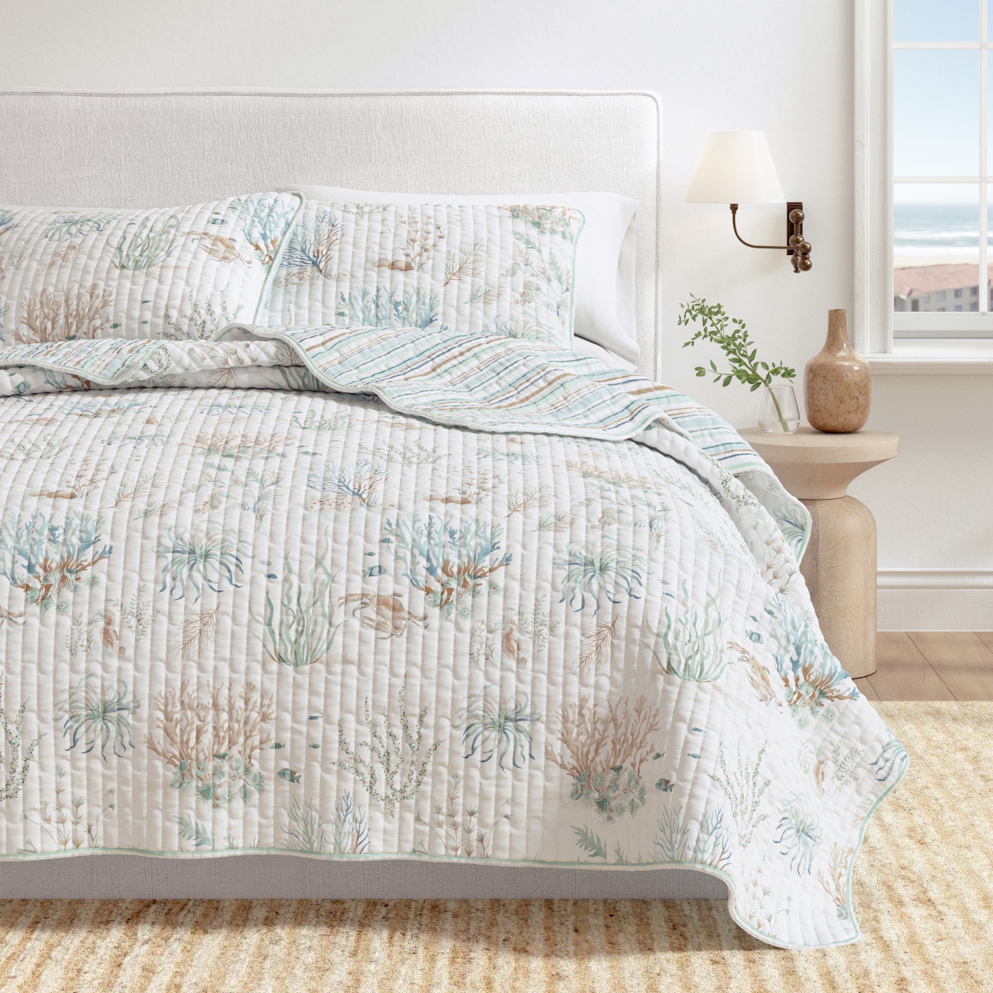 Coastal Printed Cotton Quilt Set - Santa Barbara Collection