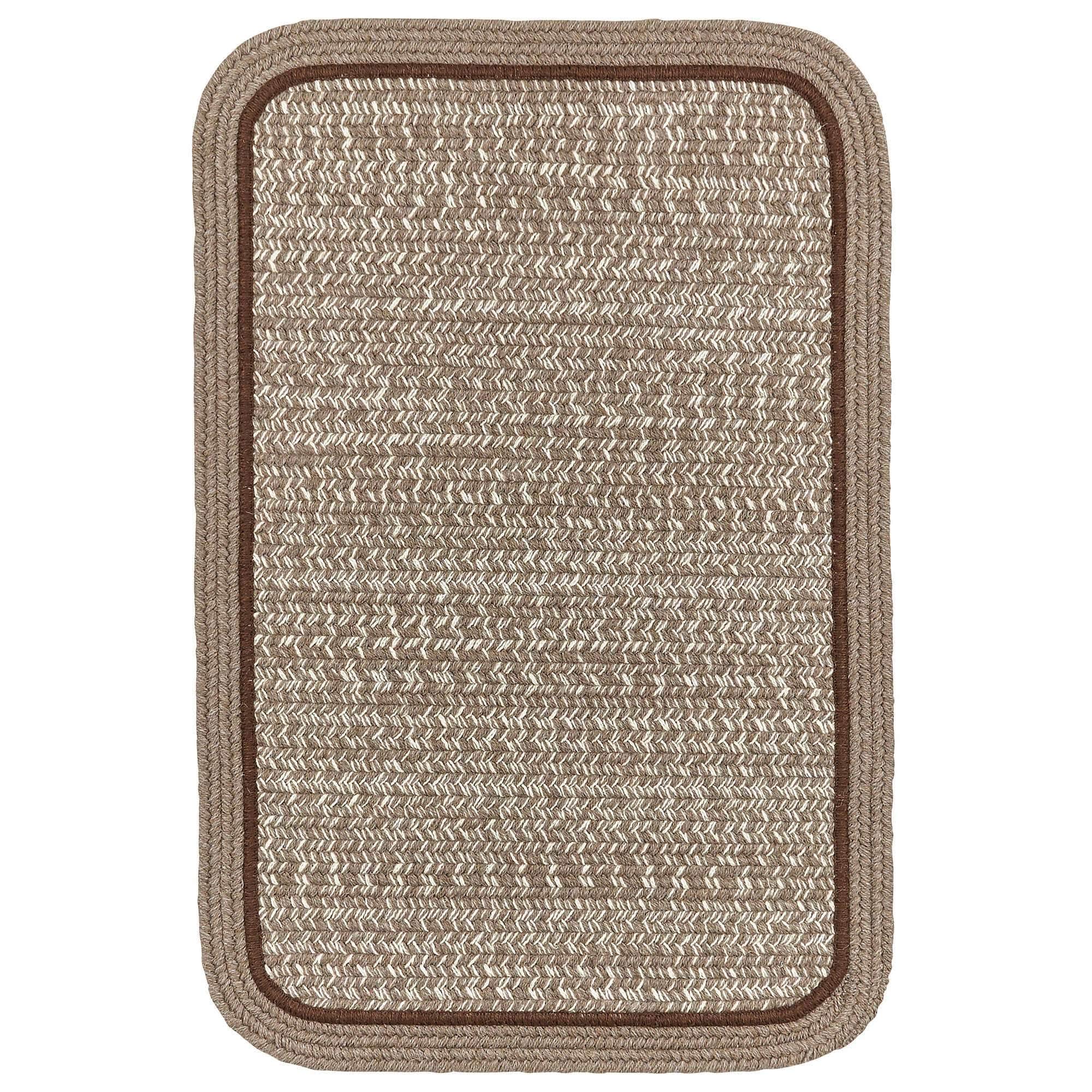 Woolmade Rounded Rectangle Braided Rug -Mocha