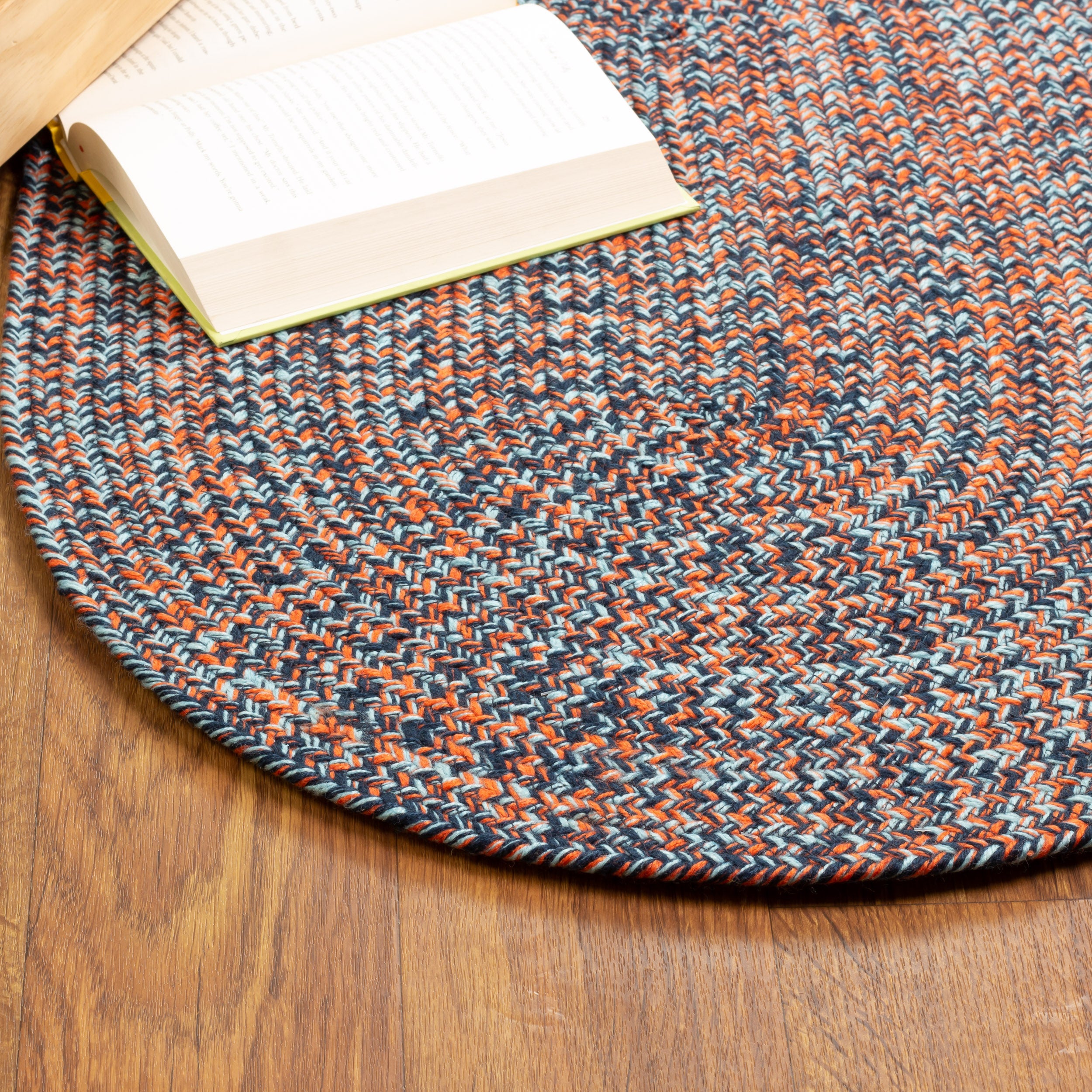 Cantebury Farmhouse Braided Area Rug in Blue and Red #color_blue and red