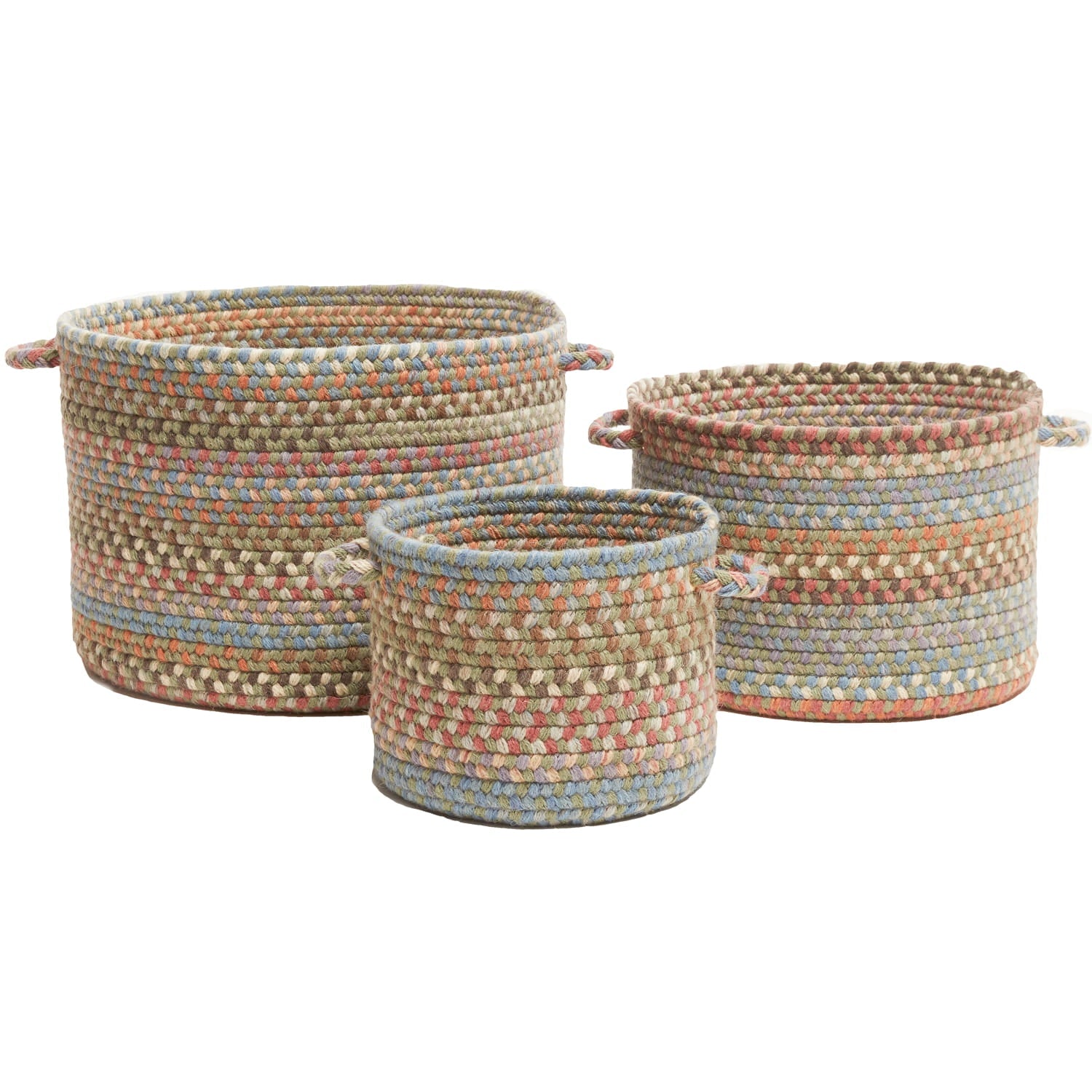 Cherry Hill Braided Wool Baskets #color_seaweed multi