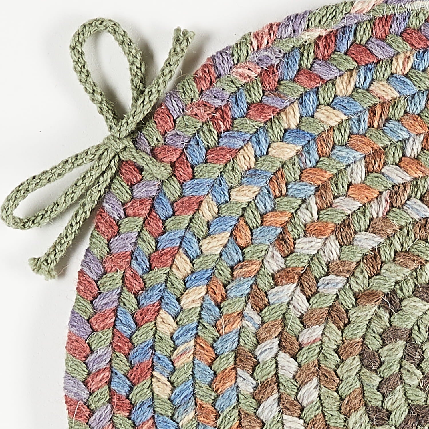 Cherry Hill Braided Wool Chair Pads #color_seaweed multi