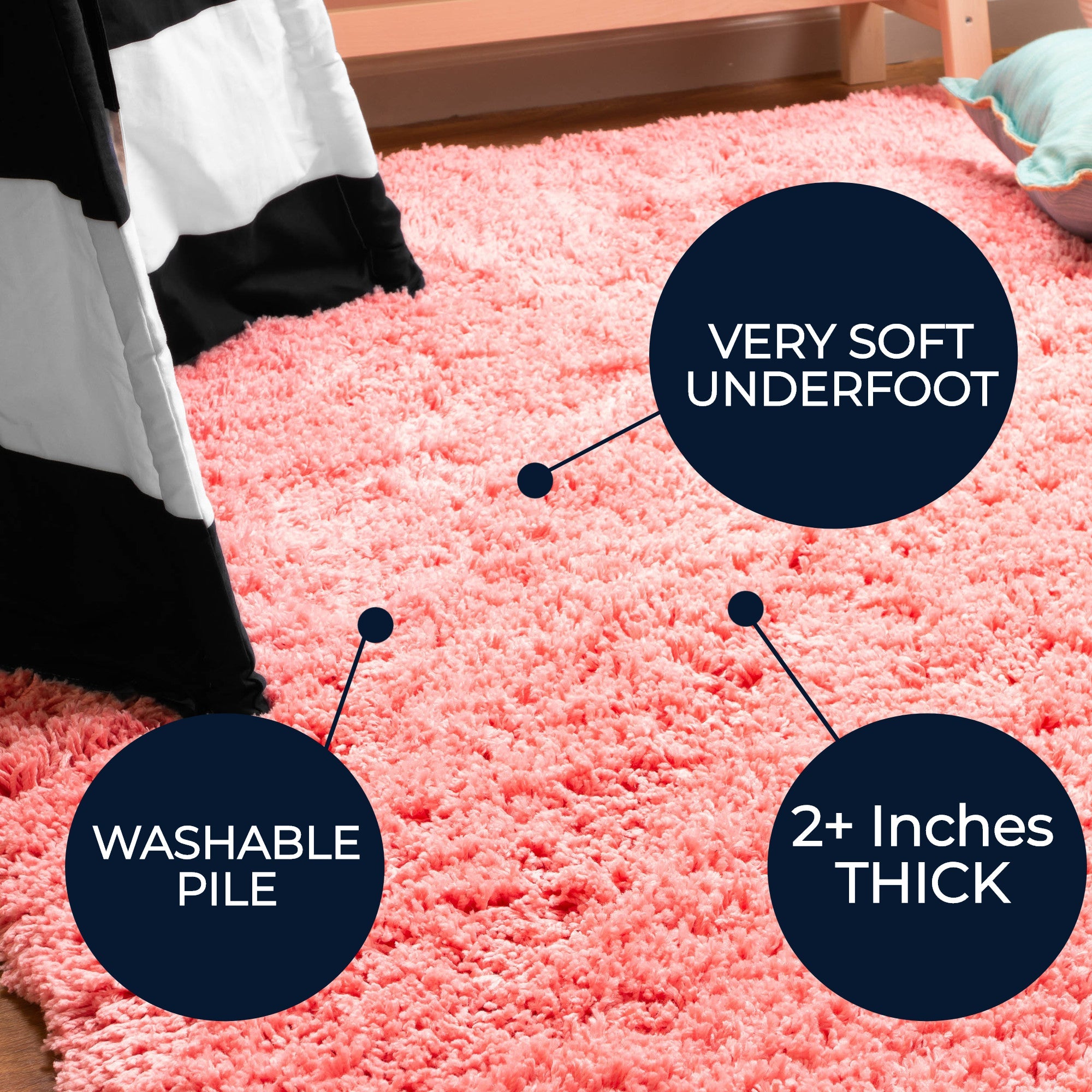 Hygee Cloud Shaggy Non Slip Rug #color_pink