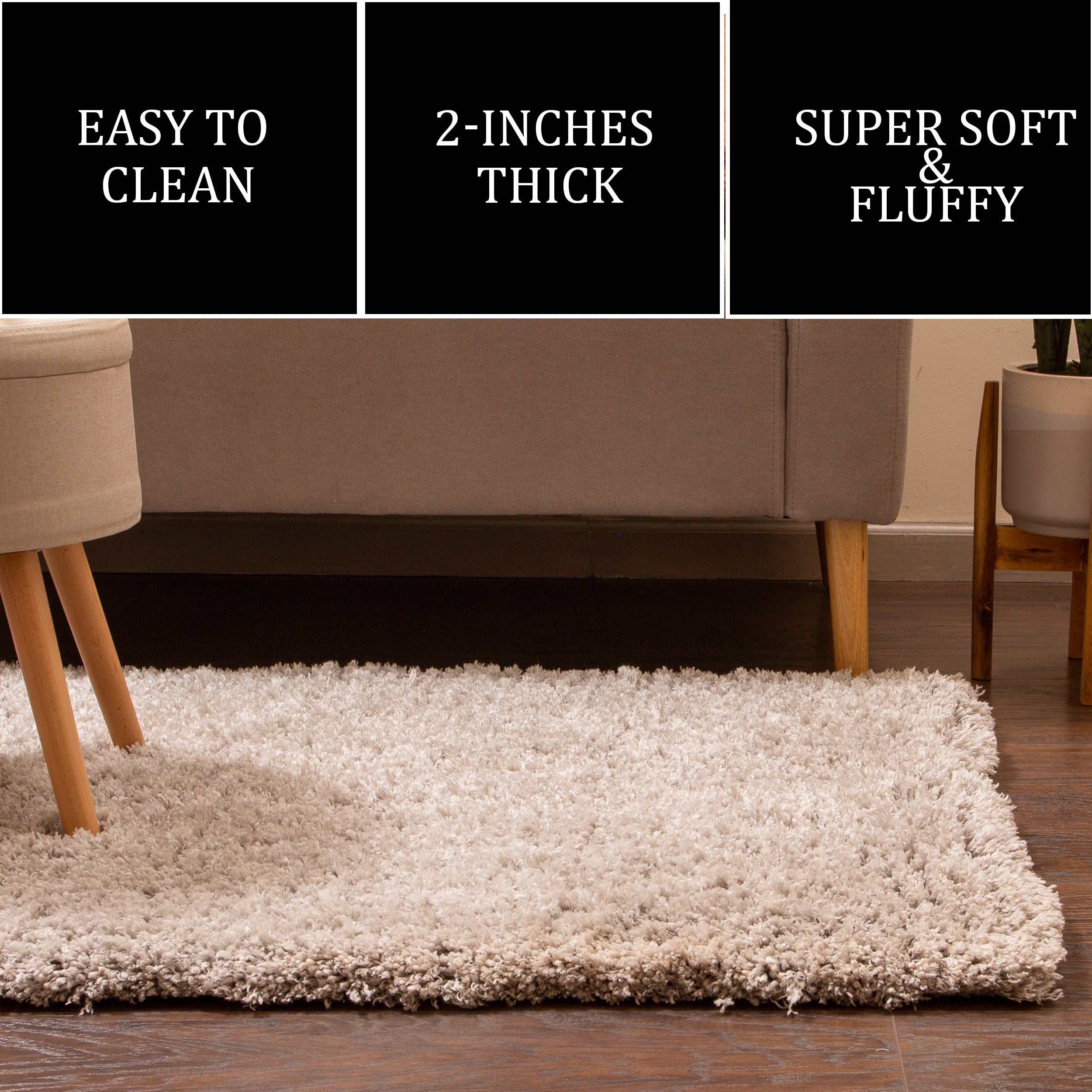 Hygee Cloud Shaggy Non Slip Rug #color_gray