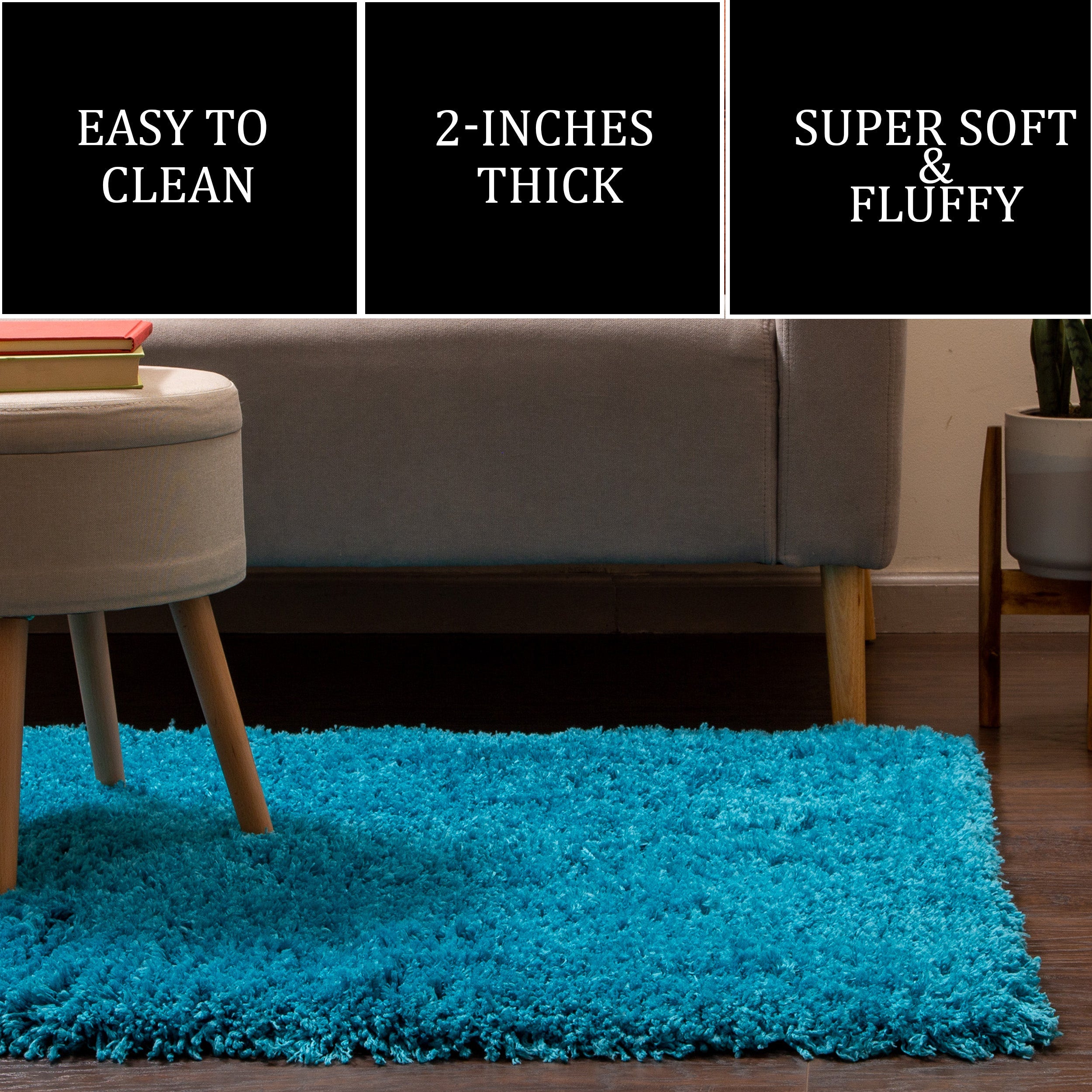 Hygee Cloud Shaggy Non Slip Rug #color_teal