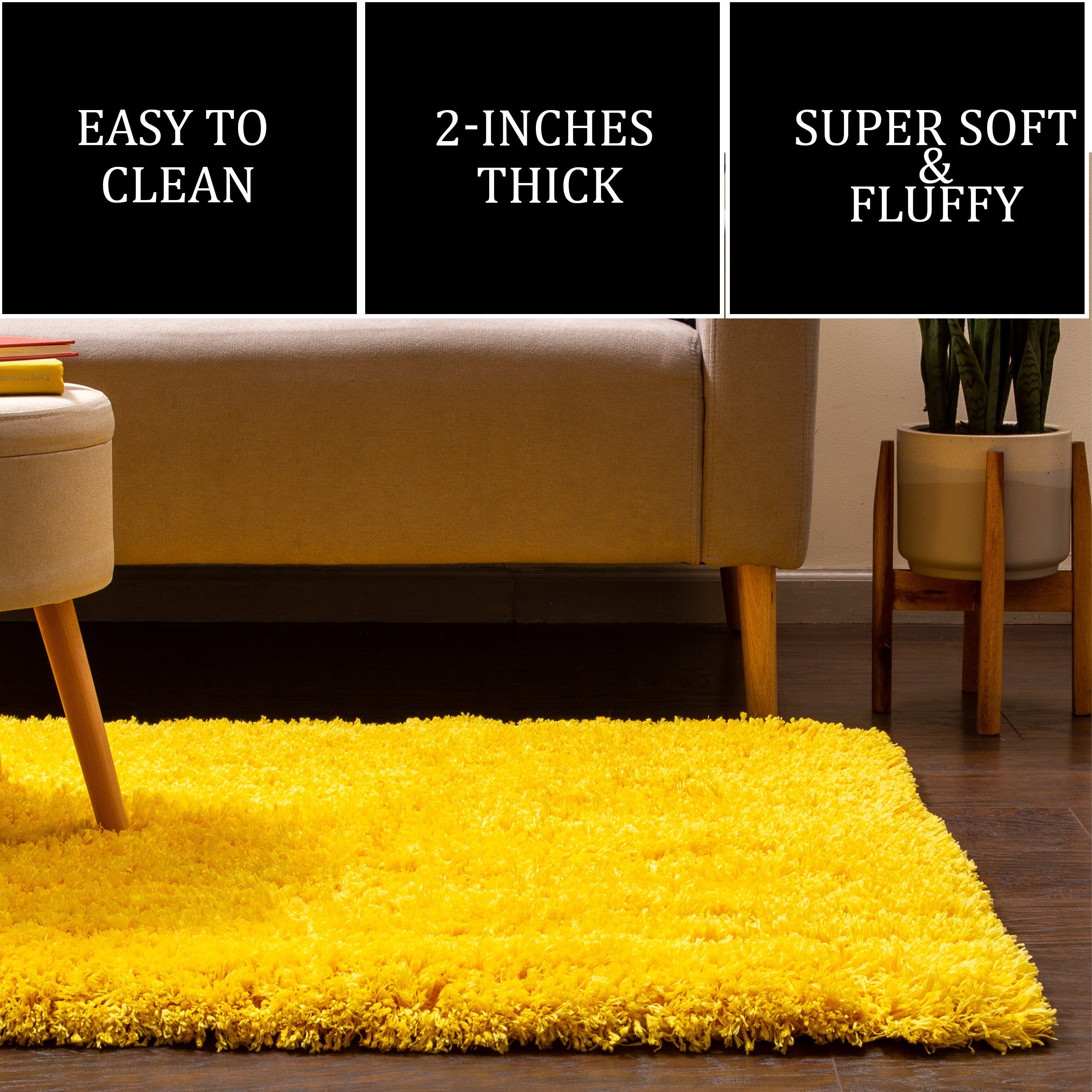 Hygee Cloud Shaggy Non Slip Rug #color_yellow