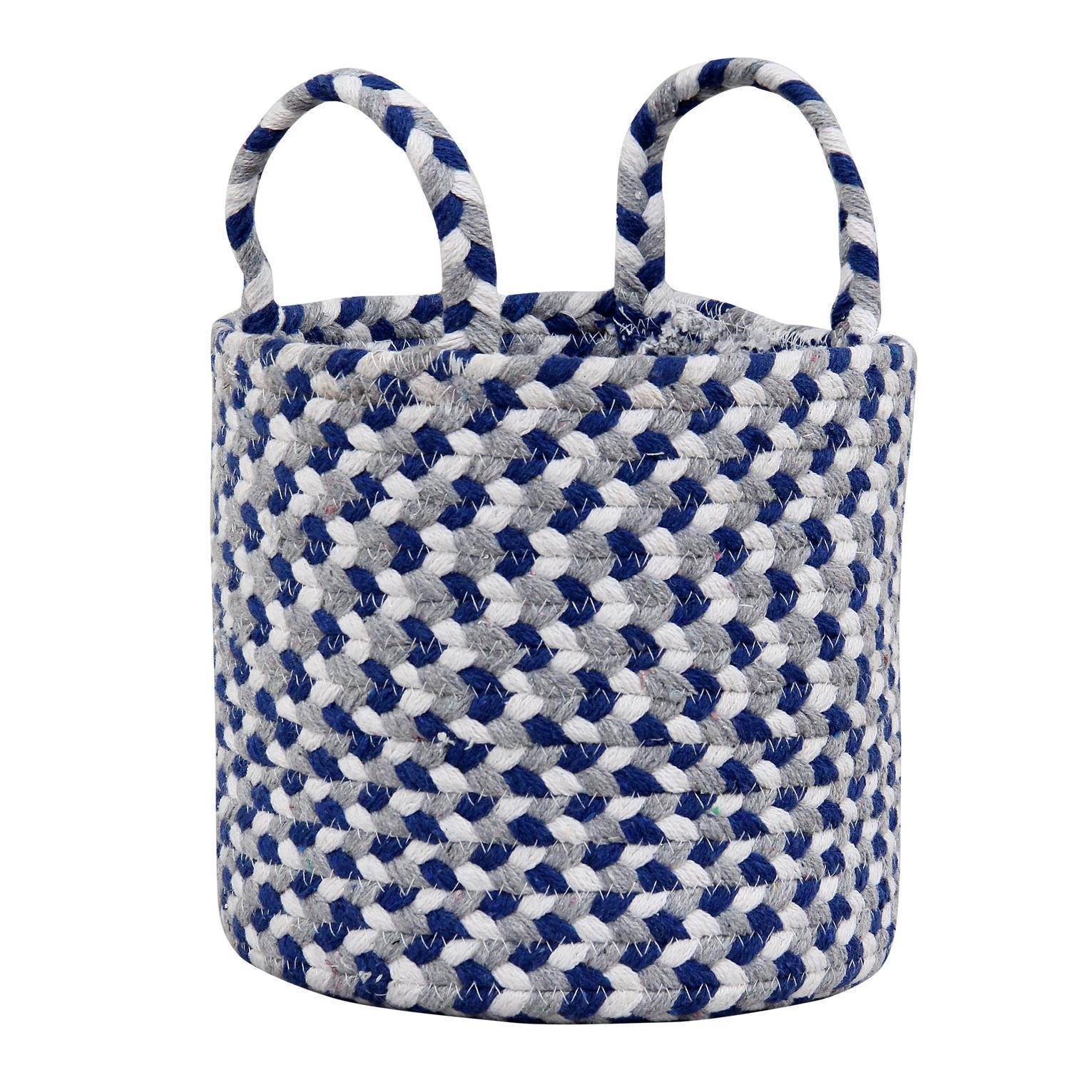 Tri-Color Farmhouse Braided Basket Set #color_blue