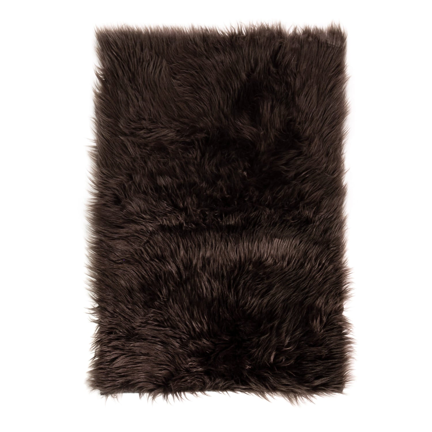 Soft Faux Sheepskin Fur Fluffy Area Rug in Dark Brown #color_dark brown