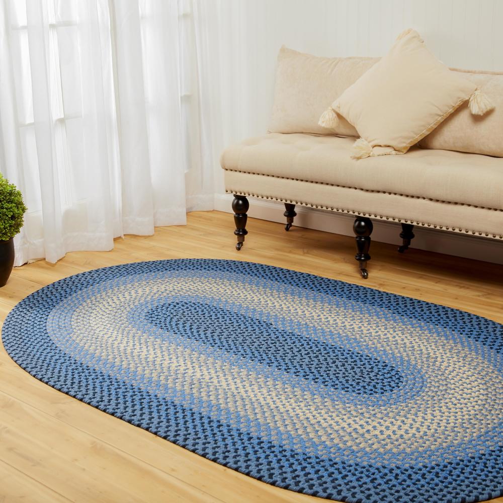 Pinecrest Rustic Bordered Braided Rug #color_blue