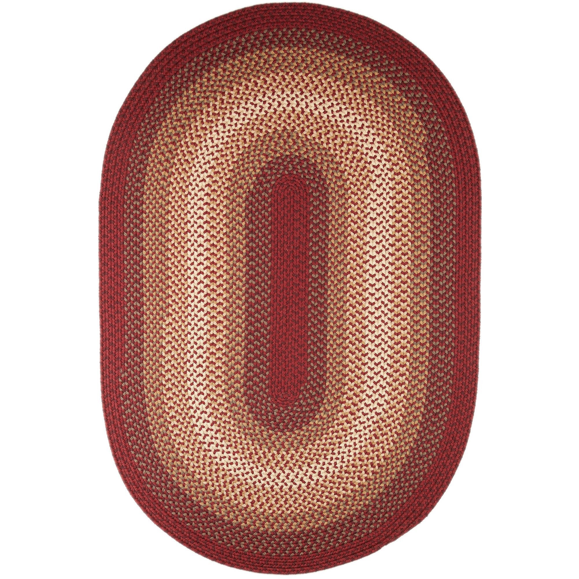 Pinecrest Rustic Bordered Braided Rug #color_red