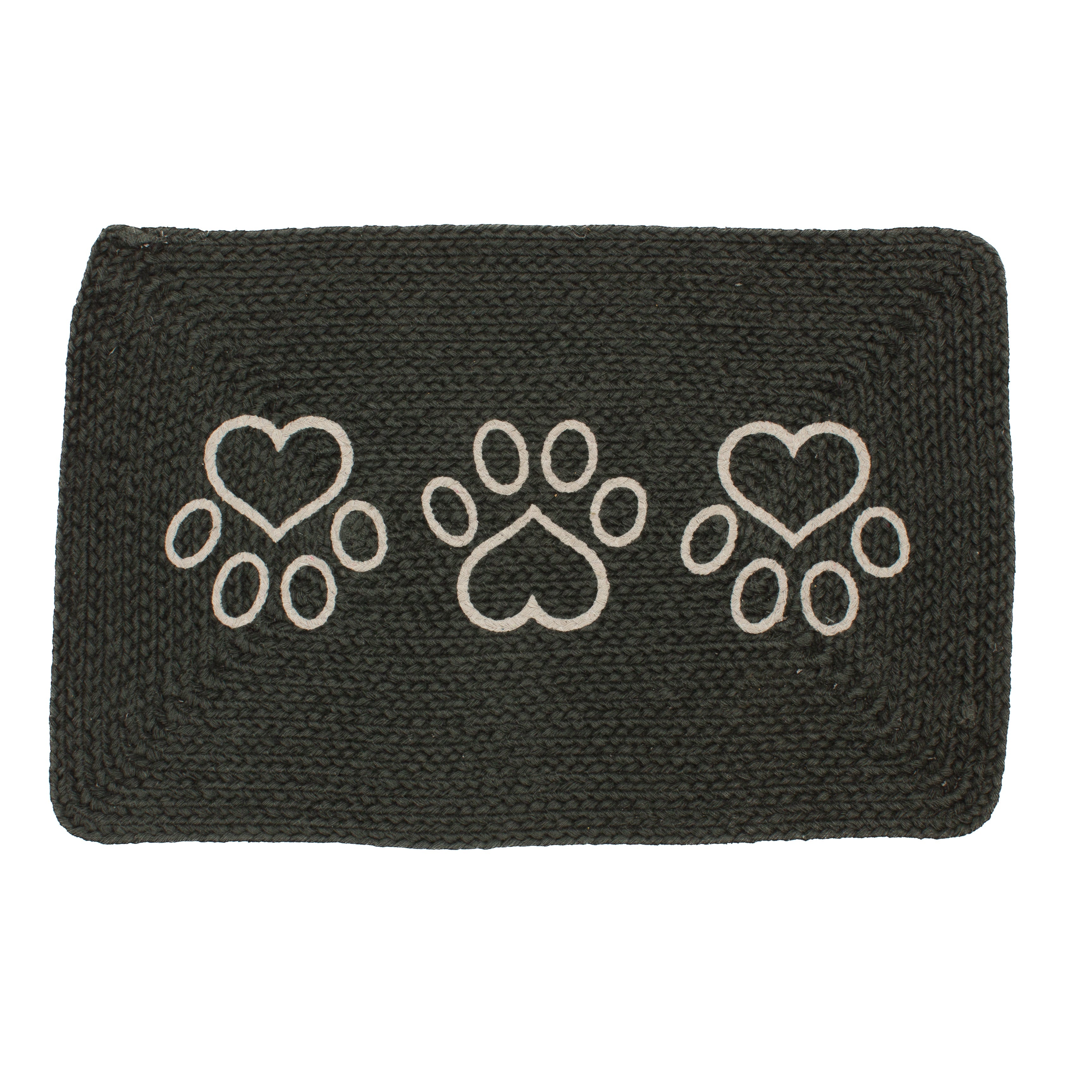 Non Slip Dog Food And Water Mat #color_charcoal paw