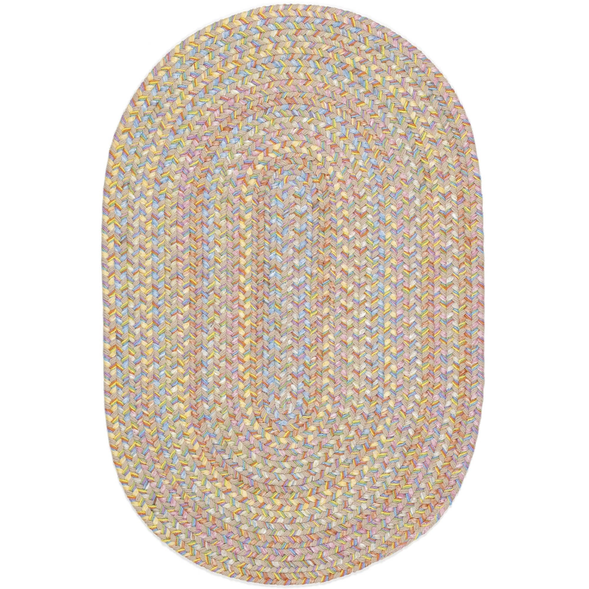 Hipster Kids and Playroom Braided Rug #color_sand beige multi