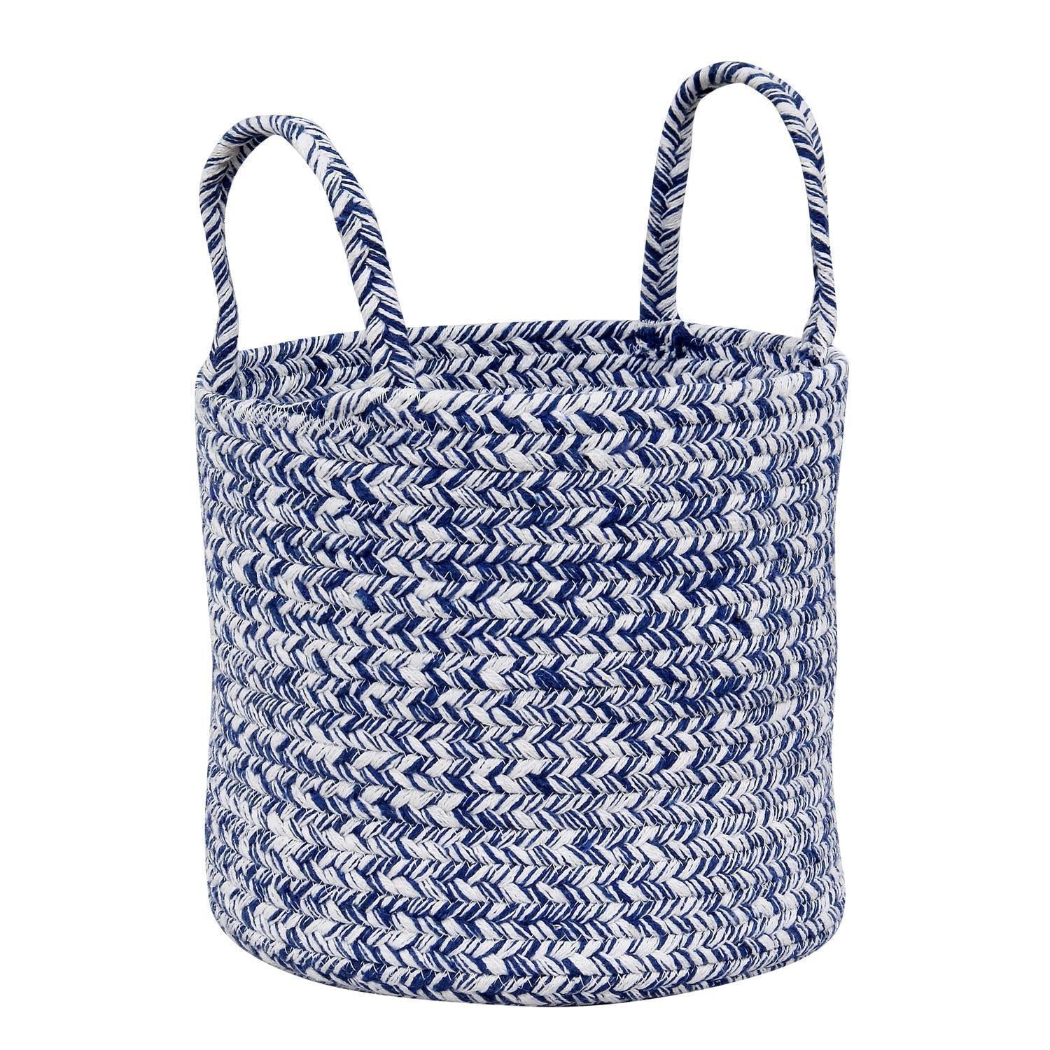Farmhouse Cotton Braided Storage Basket Set (8-inch, 10-inch, 12-inch) #color_blue