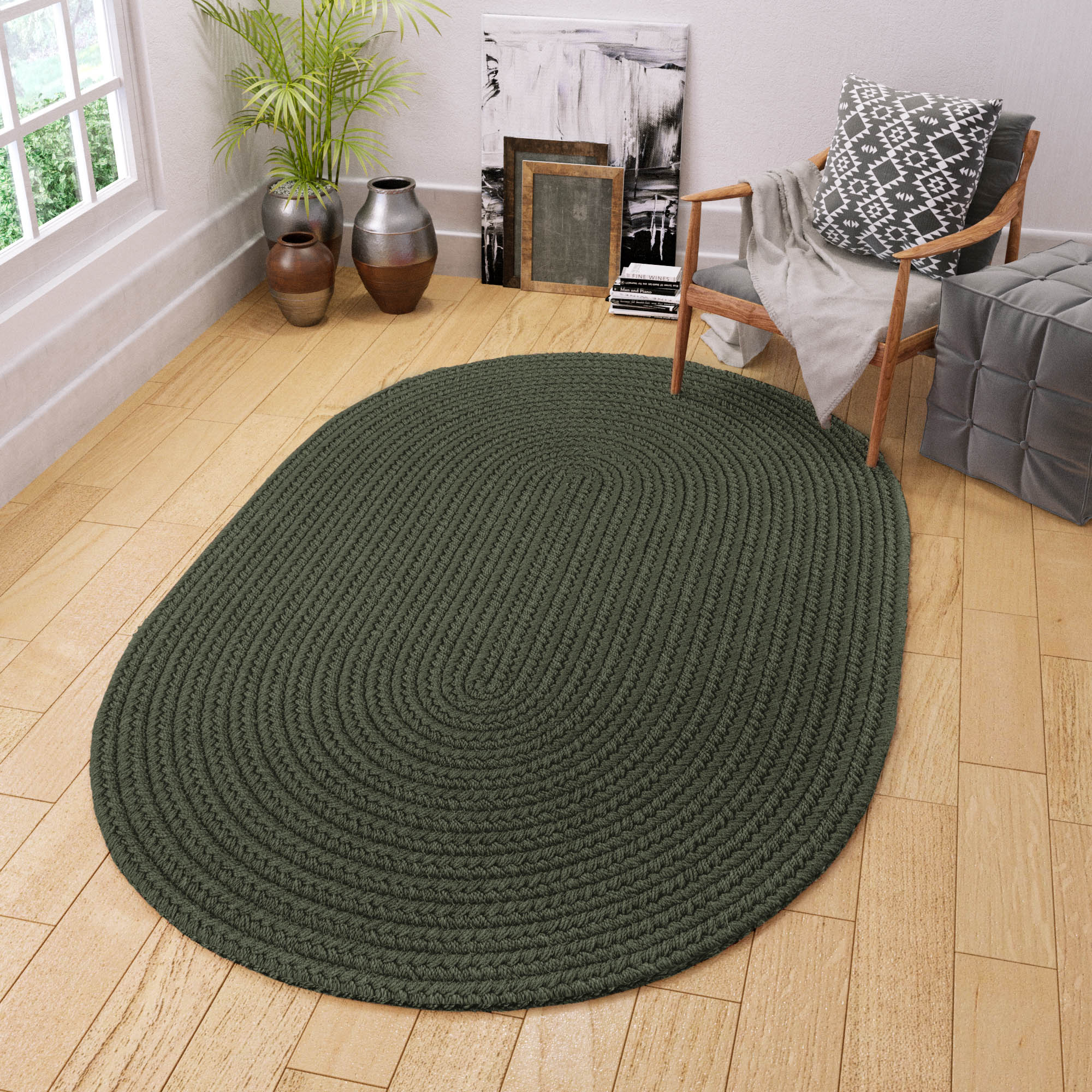 Maui Braided Ultra Durable Outdoor Rug #color_dark sage