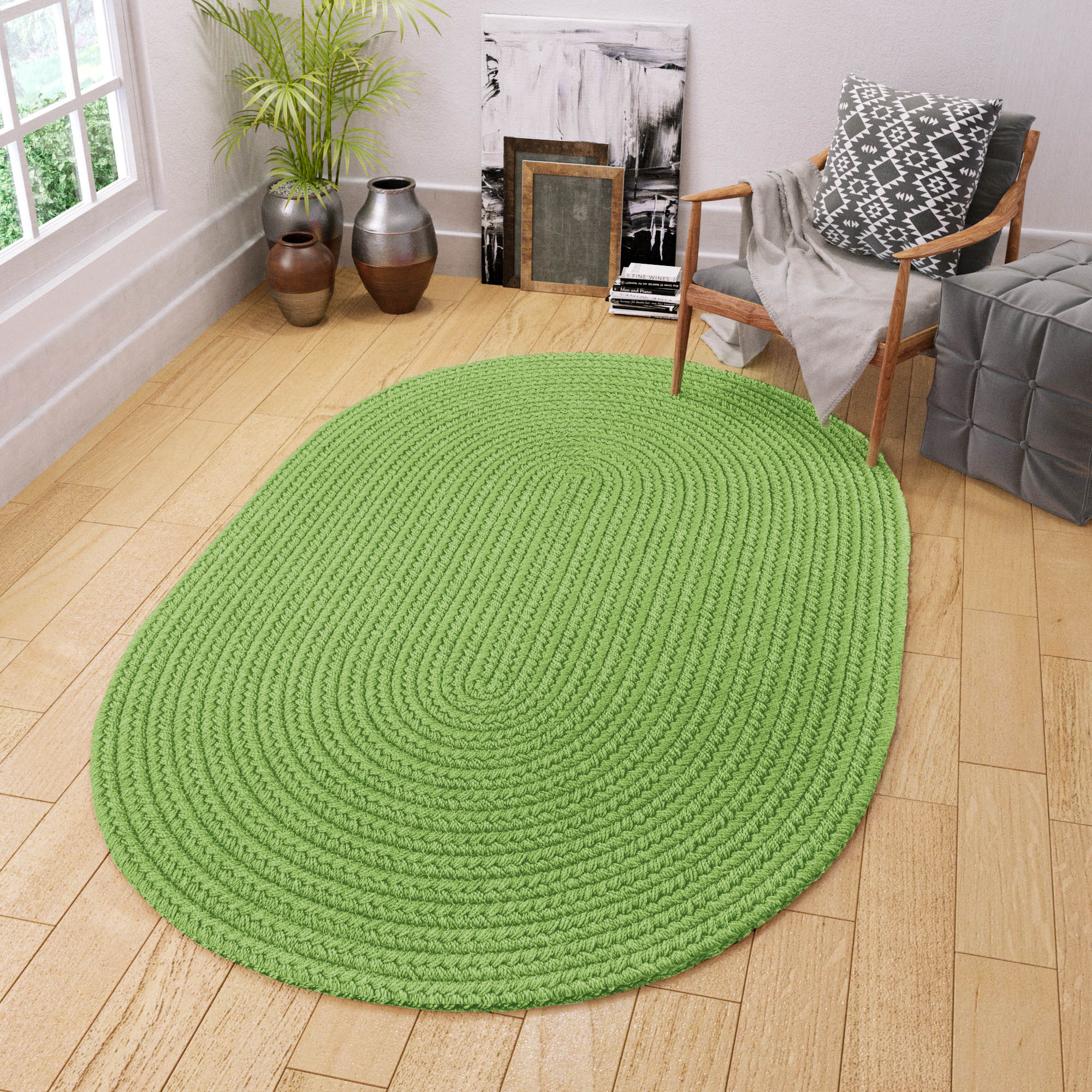 Maui Braided Ultra Durable Outdoor Rug #color_key lime green