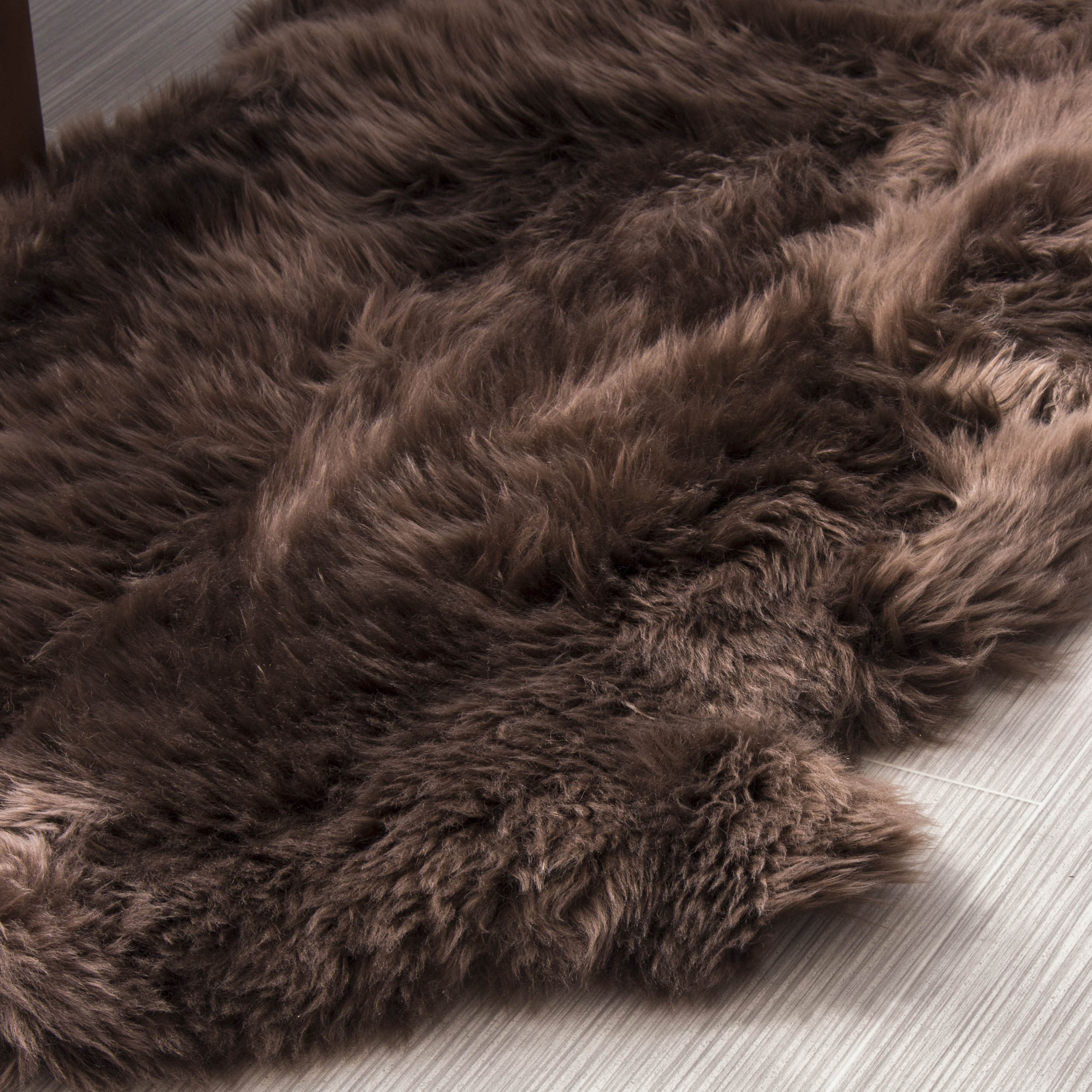 Natural Sheepskin Rug Shearling Fur Pelt #color_dark brown