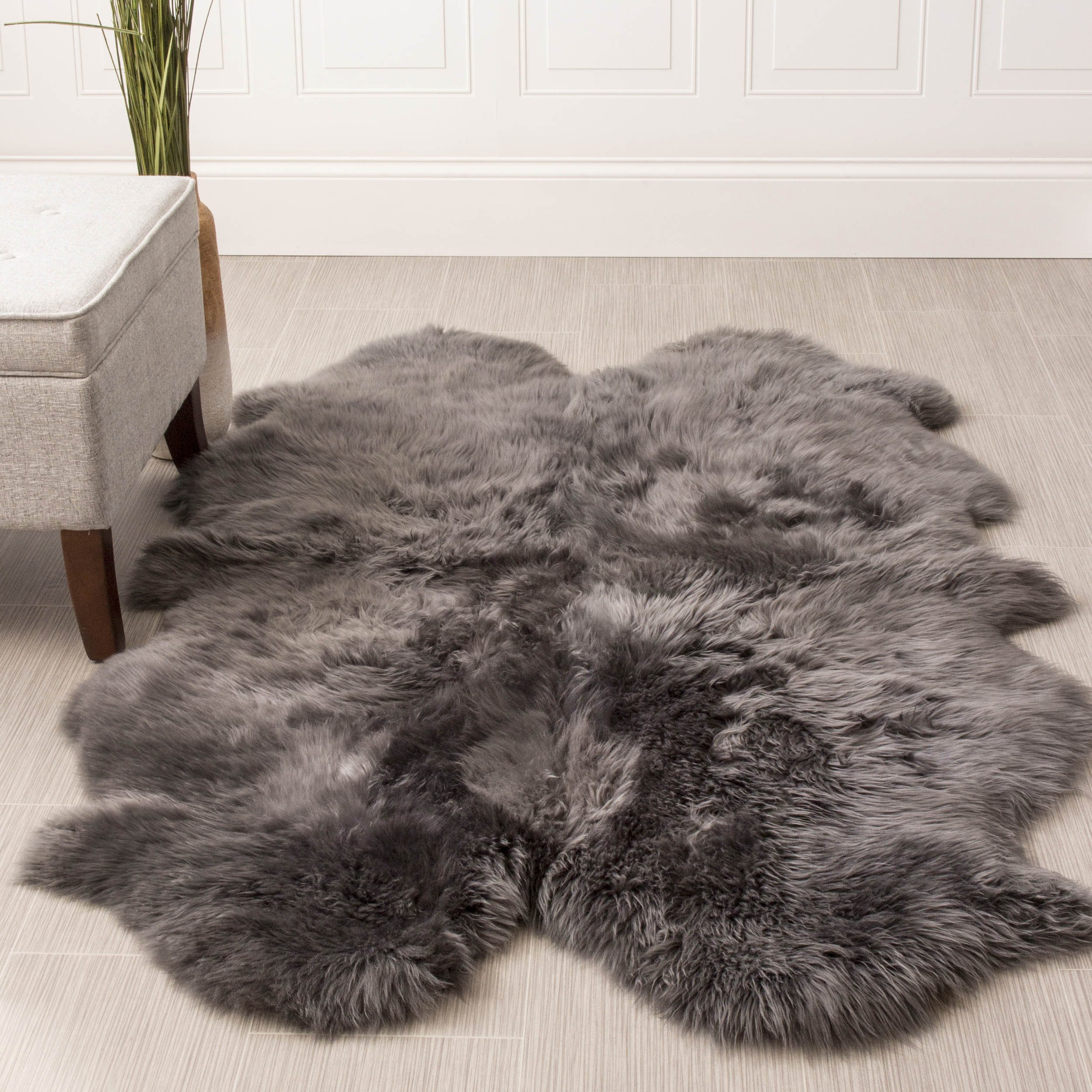 Natural Sheepskin Rug Shearling Fur Pelt #color_gray