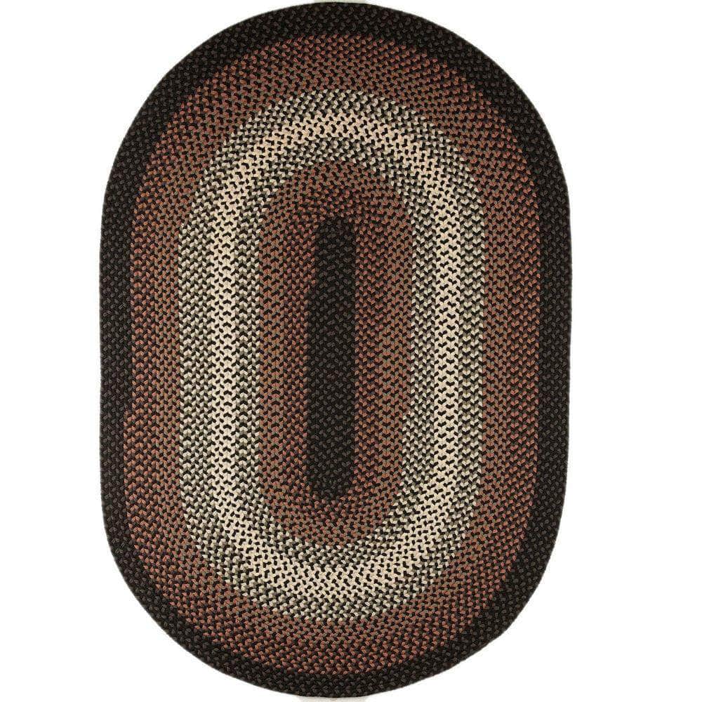 Pinecrest Rustic Bordered Braided Rug #black