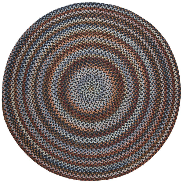Black Tribeca braided wool round rug, handmade in USA