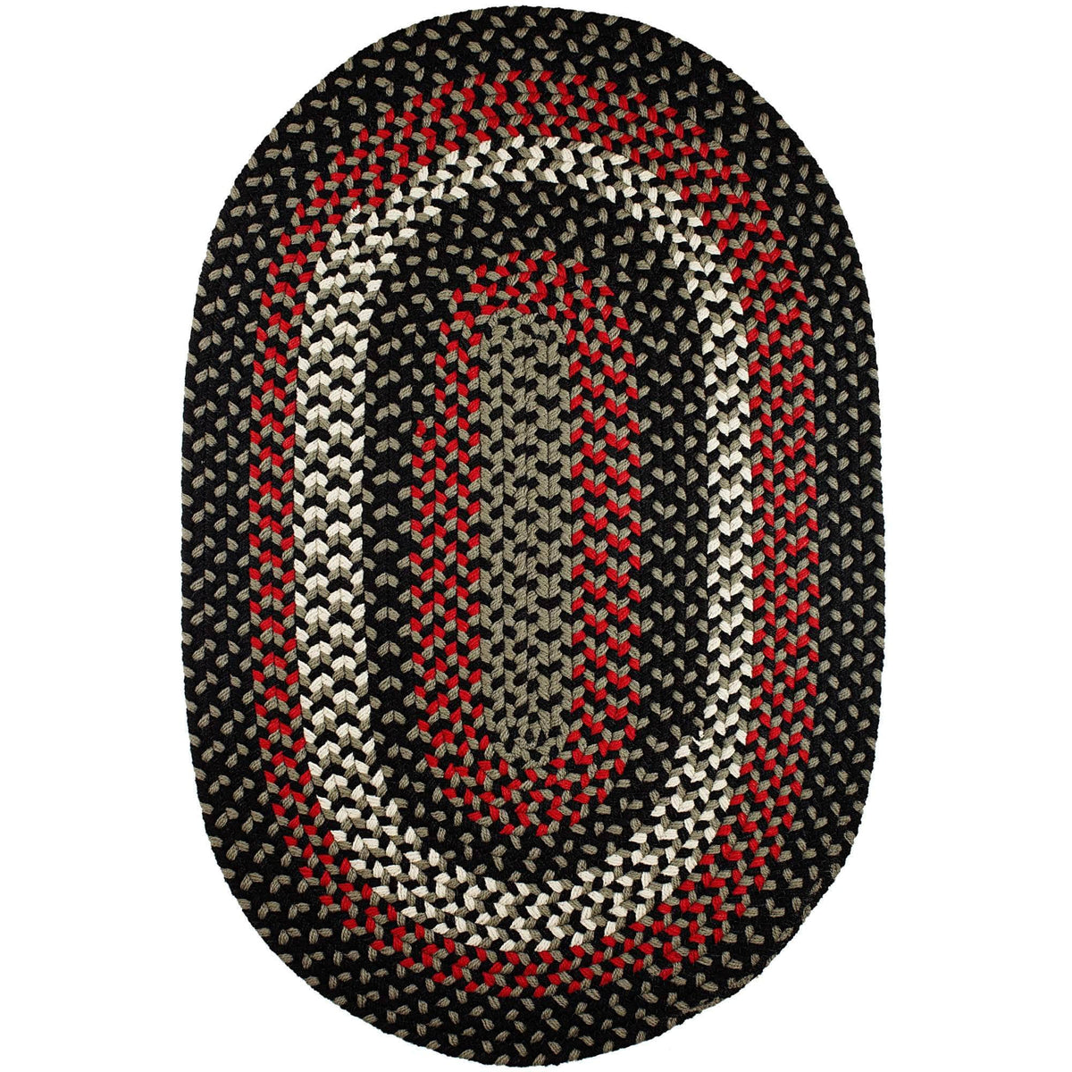 Homespun Kitchen Easy Clean Braided Rug -Black Satin