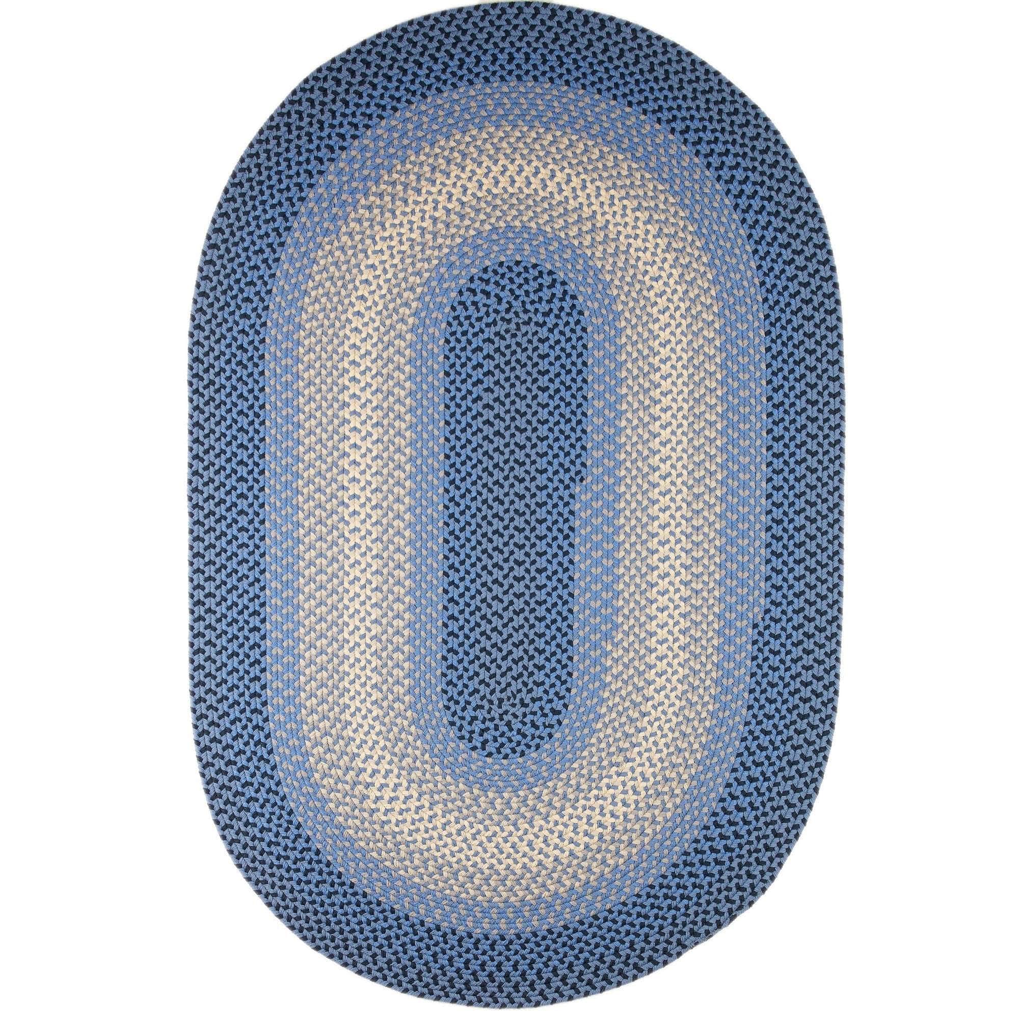 Pinecrest Rustic Bordered Braided Rug #color_blue