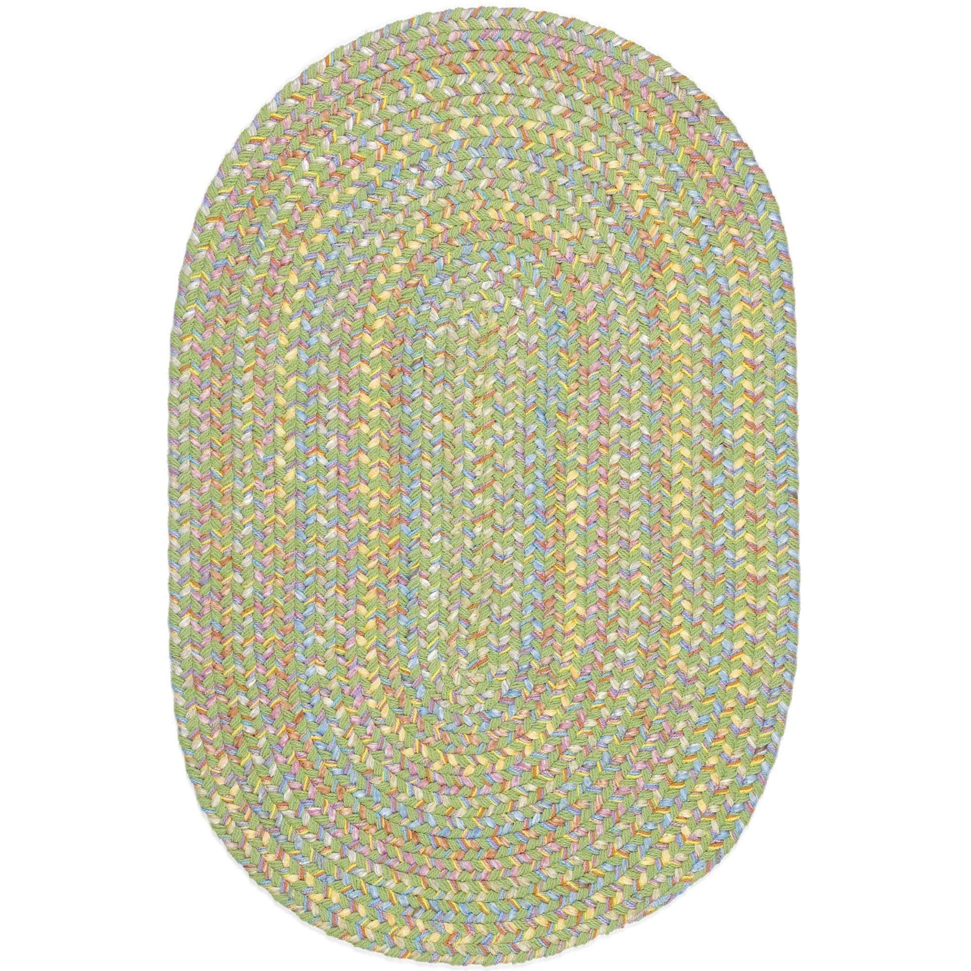 Hipster Kids and Playroom Braided Rug #color_lime green multi