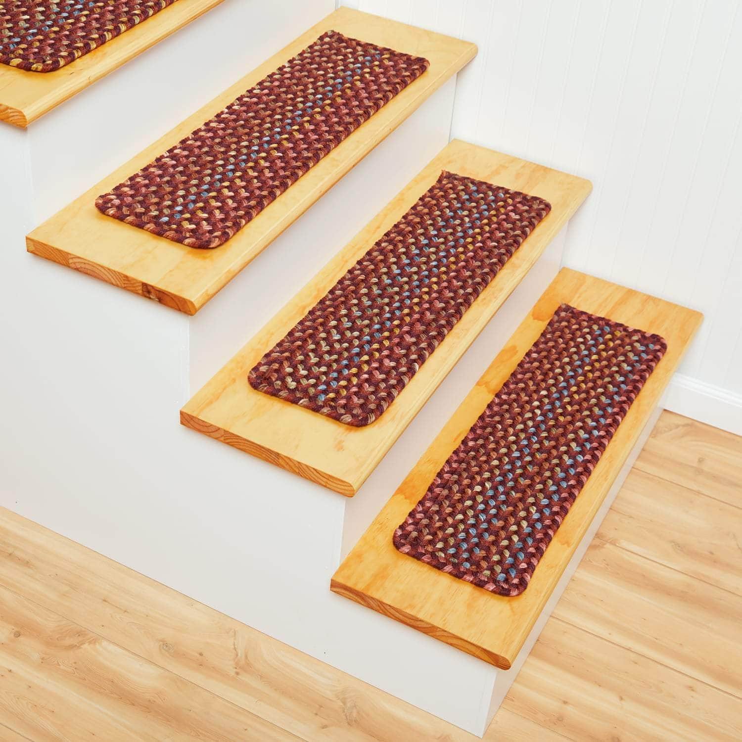 Sanford Braided Stair Treads #color_maroon multi