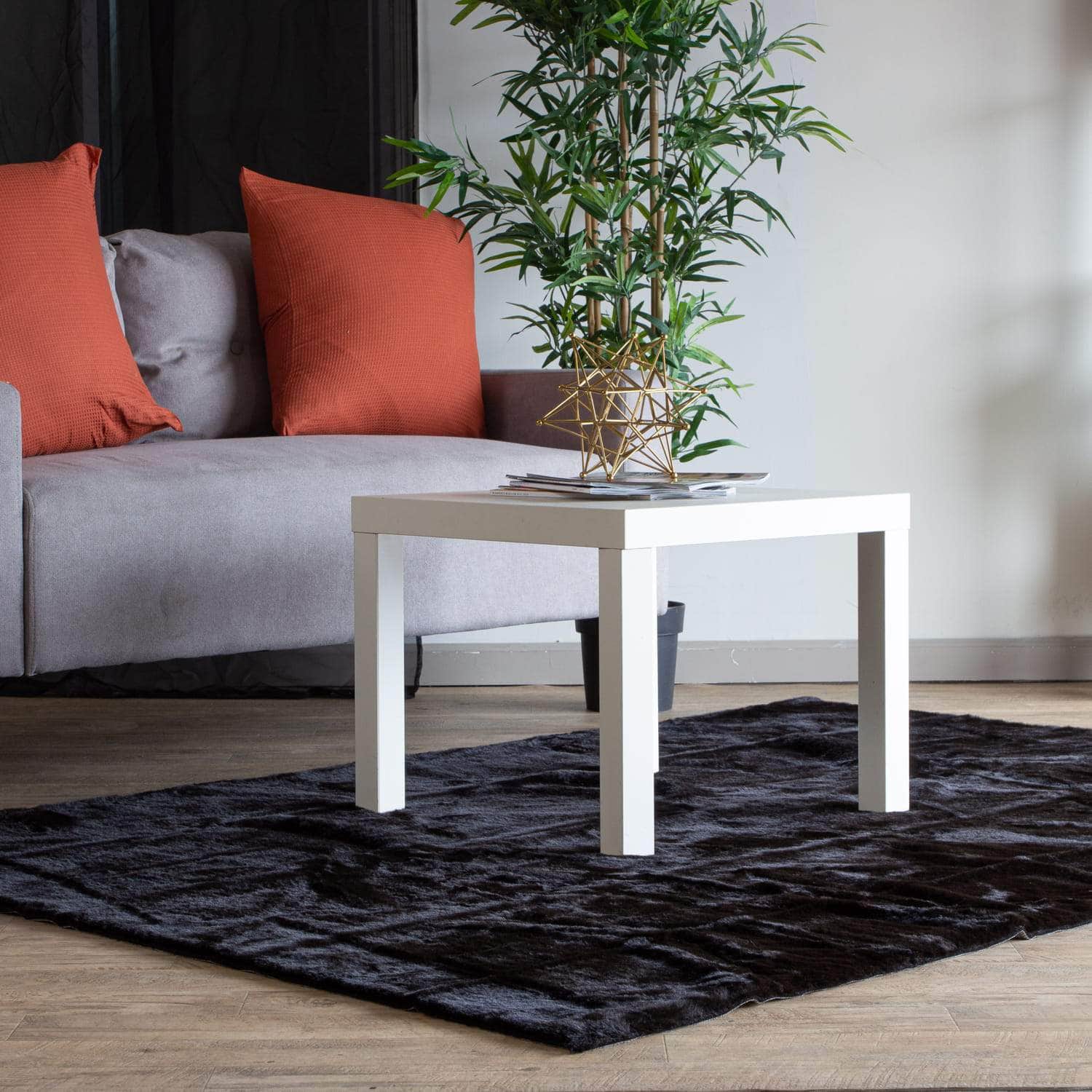 Onslow Faux Rabbit Fur Shag Rug #color_black