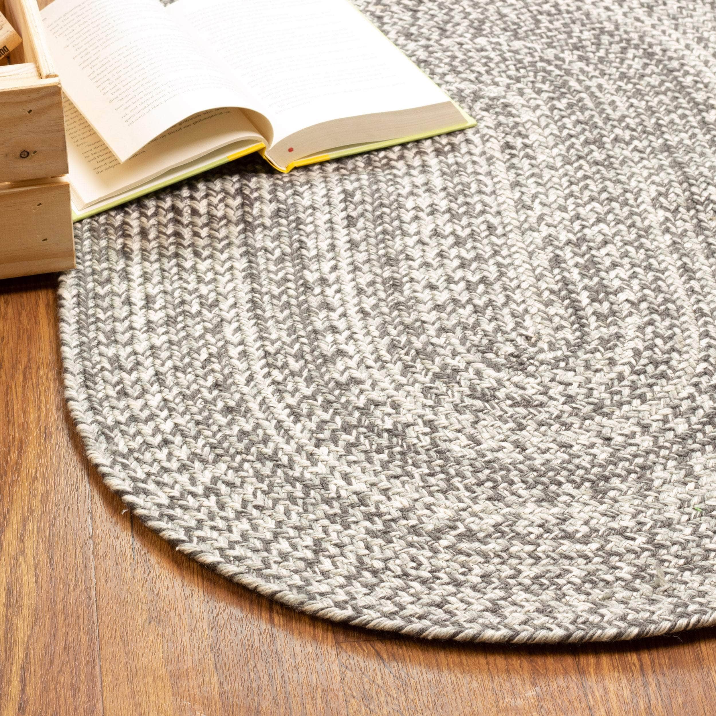 Cantebury Farmhouse Braided Area Rug in Gray #color_gray
