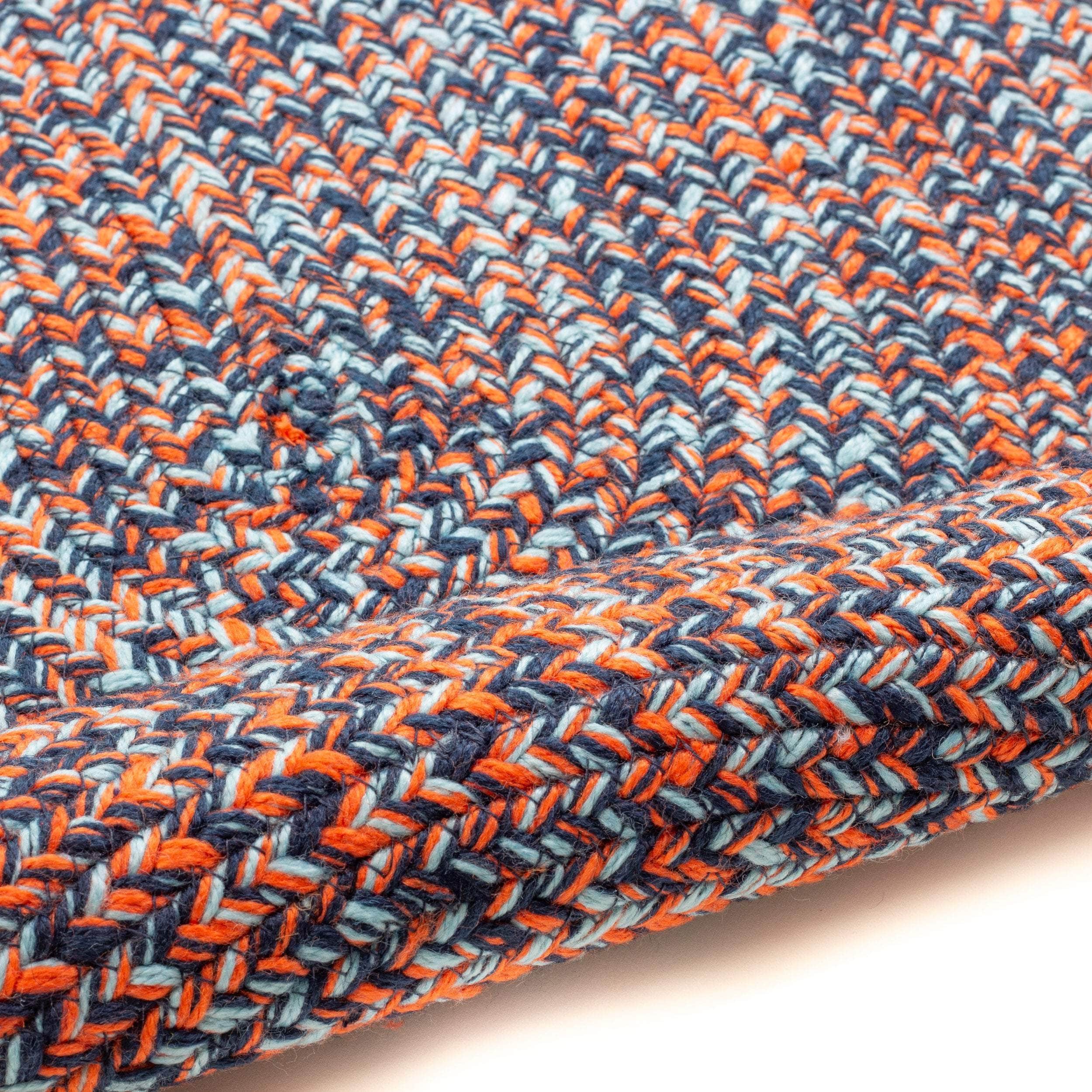 Cantebury Farmhouse Braided Area Rug in Blue and Red #color_blue and red